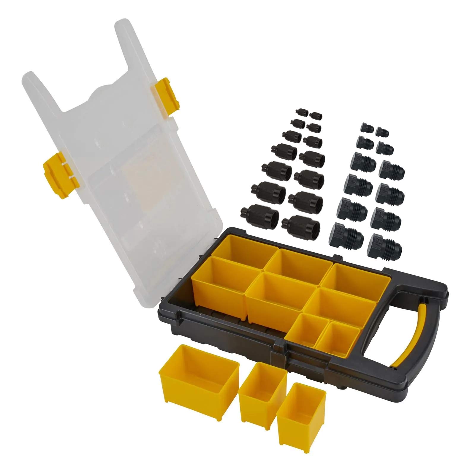 Flare Cap and Plug Master Kit with Organizer (Sizes -3AN to -16AN) - Perfect for Automotive, Marine, and Industrial Hose Protection