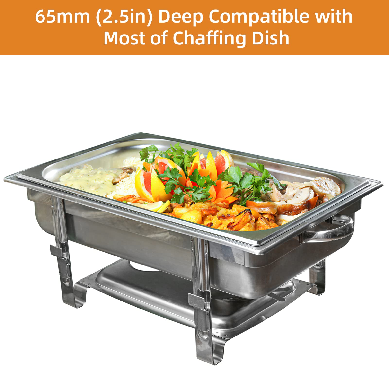 Garvee 6 Pack Full Size Steam Table Pans - NSF Certified Commercial Stainless Steel Hotel Pans with Lids (2.5 Inch Deep) - Anti-Jamming Catering Food Pans for Buffets, Restaurants & Food Service