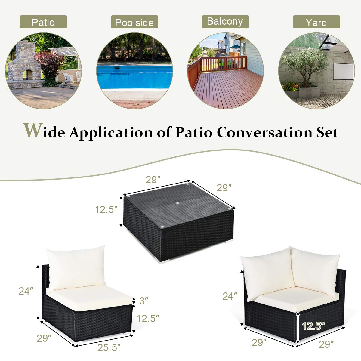 Tangkula 7-Piece Outdoor Patio Furniture Set - Beige Wicker Sectional Sofa with Pillows, Cushions, Coffee Table & Side Table for Garden, Lawn, Backyard & Poolside Relaxation