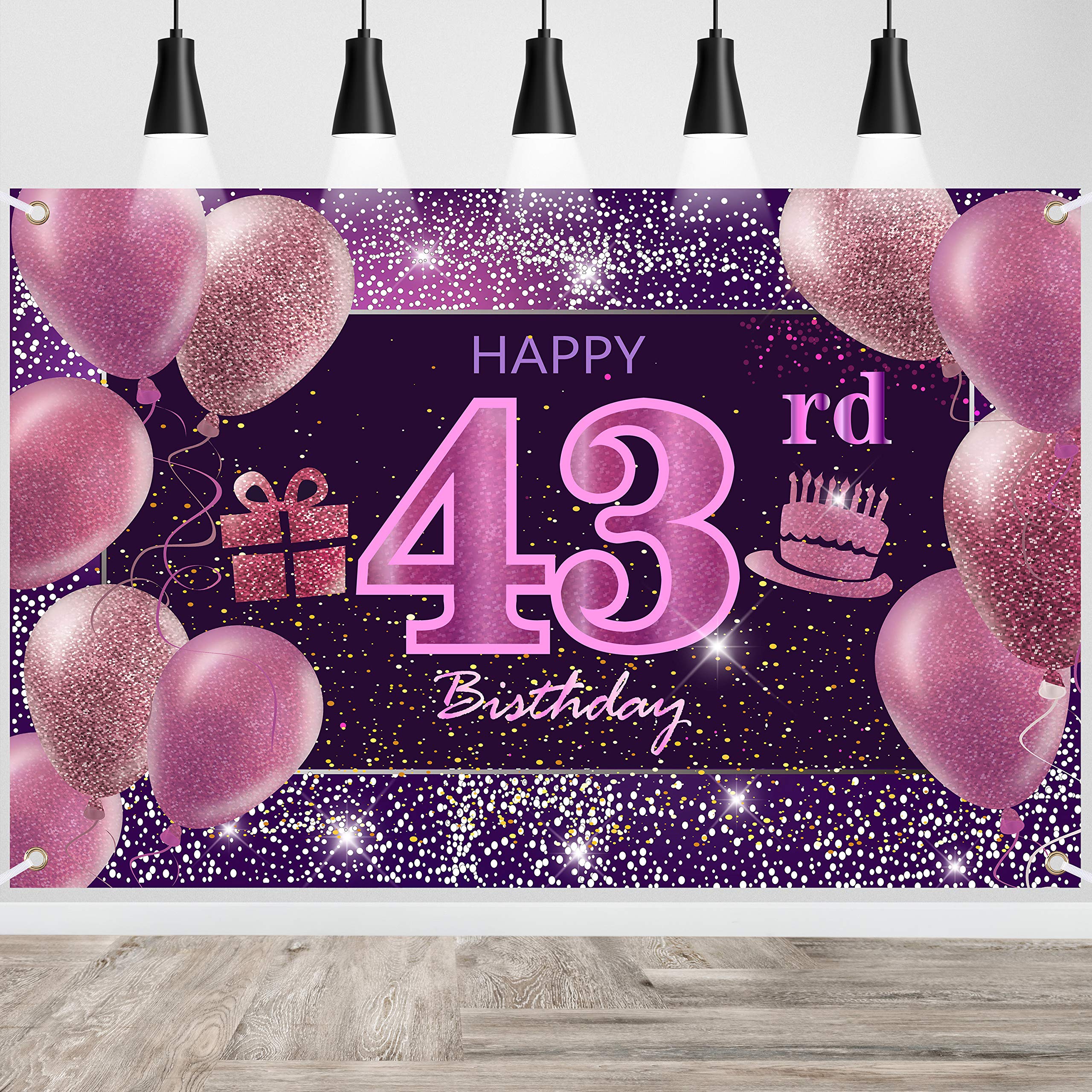IMISI 43rd Birthday Banner & Backdrop - Pink Party Decorations for Girls & Women | Perfect for Birthday Celebrations, Photo Booths & Special Events