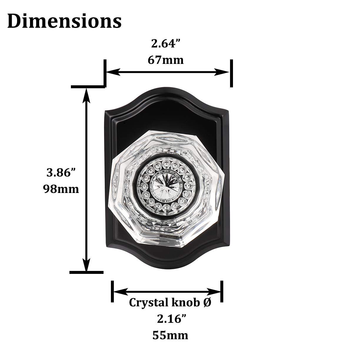 10 Pack Crystal Door Knobs - Clear Glass with Black Rosette for Closet & Pantry Doors