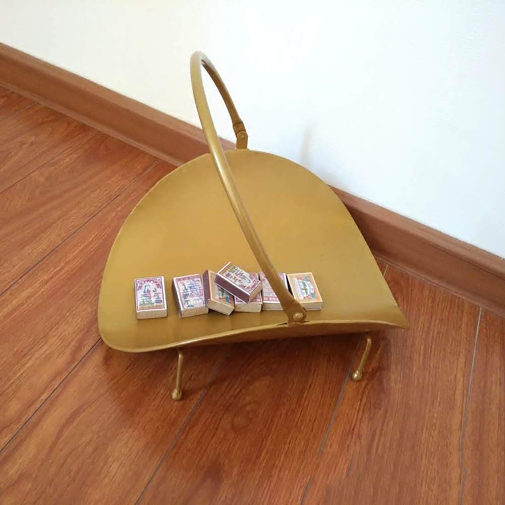 Premium Firewood Rack MYL Fireplace Log Holder - Indoor Wood Storage Carrier, Firewood Basket Container 40×31×35cm (Gold) - Perfect for Fireplace, Patio, and Camping Use
