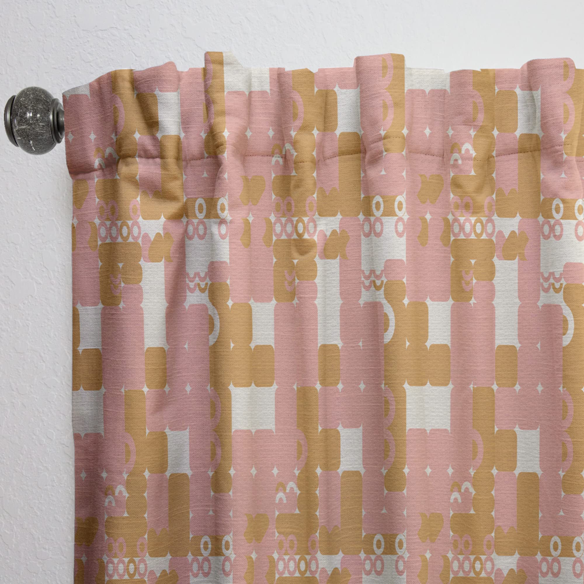 DesignQ Pink Retro Abstract Thermal Insulated Curtains - Single Panel 52x95 Inches - Blackout Drapes for Bedroom & Living Room - Perfect for Home Decor, Privacy & Energy Efficiency