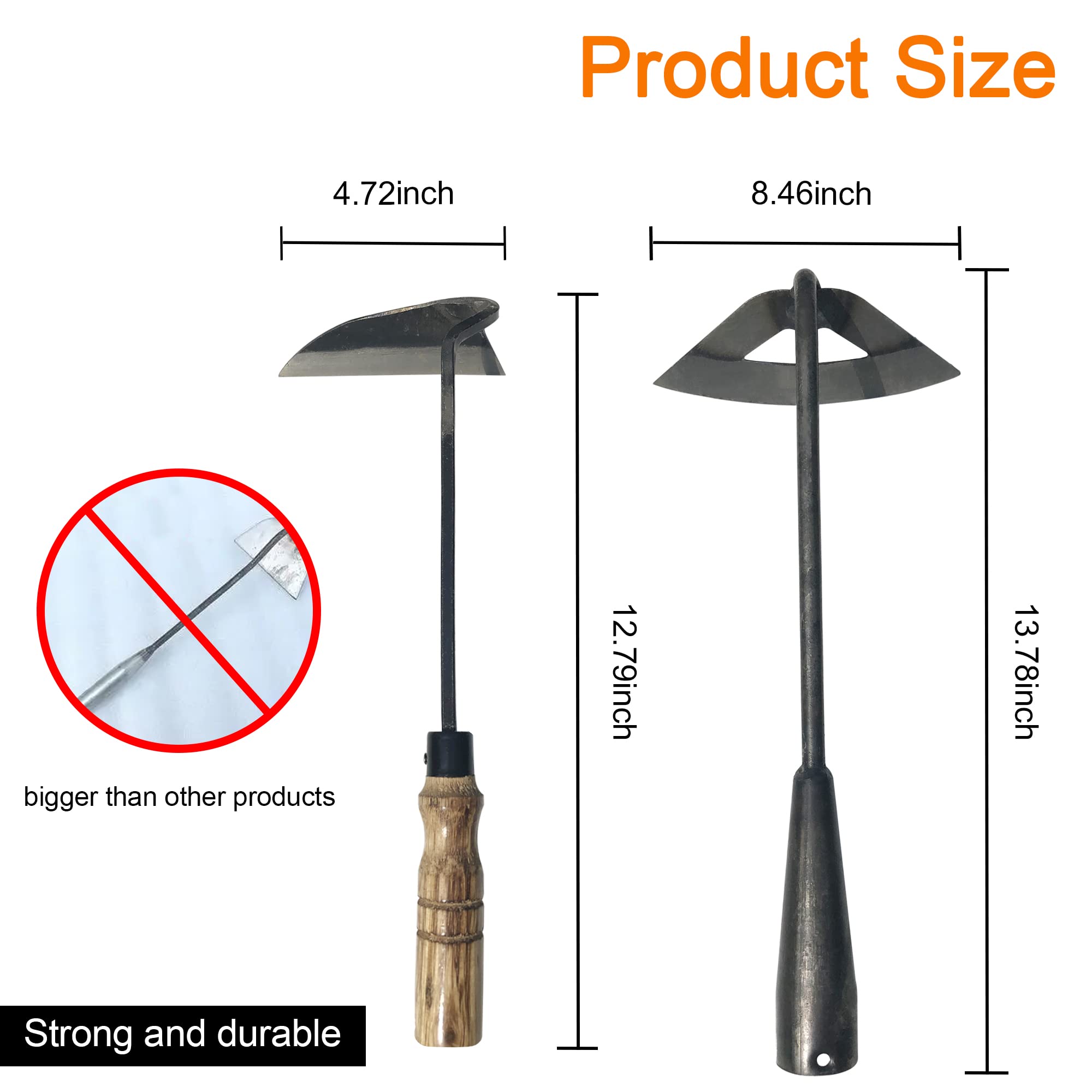 **Premium Gardening Tool Set - Heavy Duty Weeder, Garden Hoe & Weed Removal Tool with Sharp Blade - Includes Quick Weeder & Durable Gardening Gloves (Hollow Hoe + Weeding Sickle) - Perfect for Lawn Care, Flower Beds & Vegetable Gardens**
