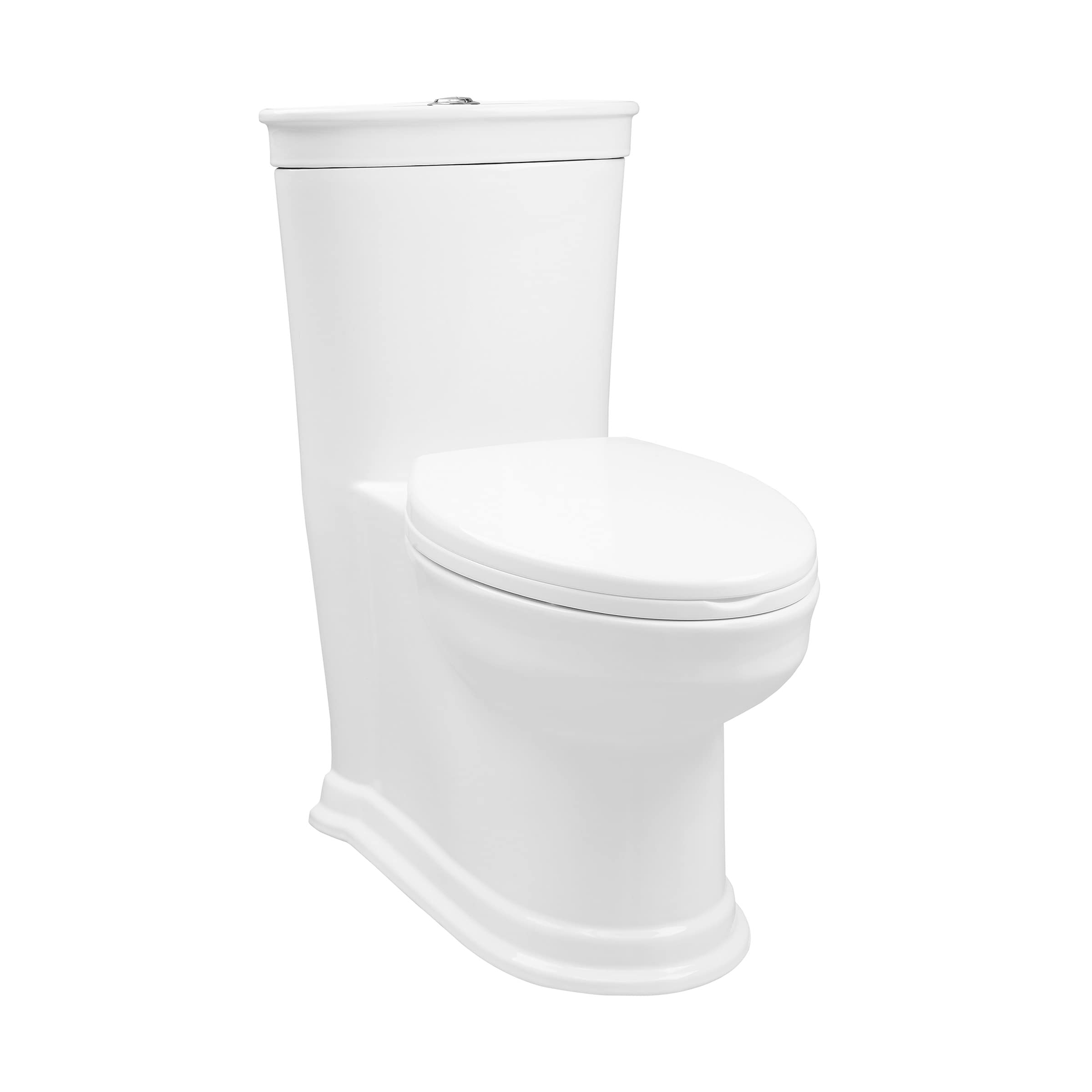 Santorini Elongated One-Piece Toilet with Dual Flush 1.1/1.6 GPF - Water Efficient White Bathroom Toilet for Modern Homes & Commercial Spaces