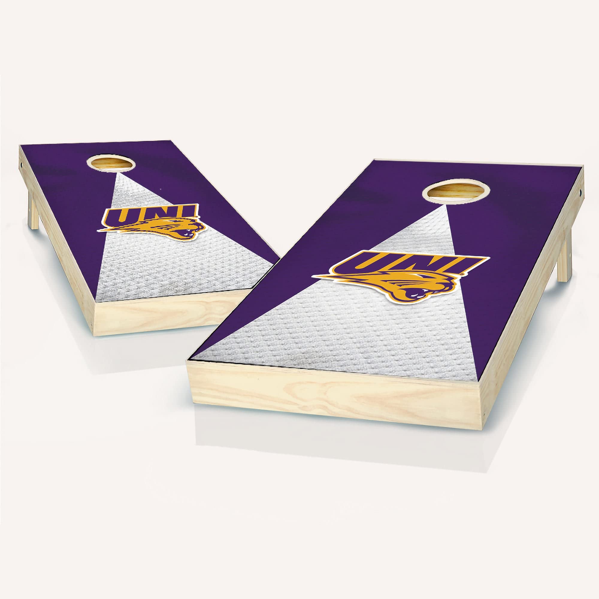 Premium Northern Iowa Jersey Cornhole Game Set - 2 Wooden Boards & 8 Bean Bags for Outdoor Tailgating, Backyard Parties & Lawn Games