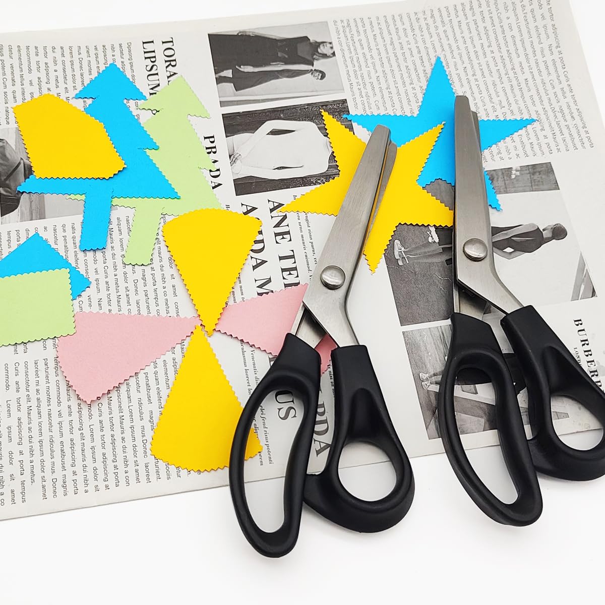 2 Pack lyfLux Pinking Shears Scissors - Professional Fabric Scissors with 3mm Zig Zag & Rounded Teeth for Sewing, Crafting, Paper Cutting, Leather - Perfect for Quilting, DIY Projects & Dressmaking