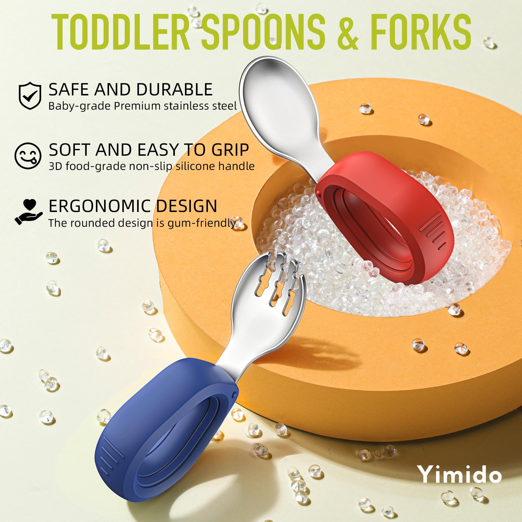 Stainless Steel Toddler Utensil Set - 4-Piece Baby Forks & Spoons for Self Feeding | BPA-Free, Dishwasher Safe | Perfect for Toddler Mealtime & Learning Independence (Red & Blue)