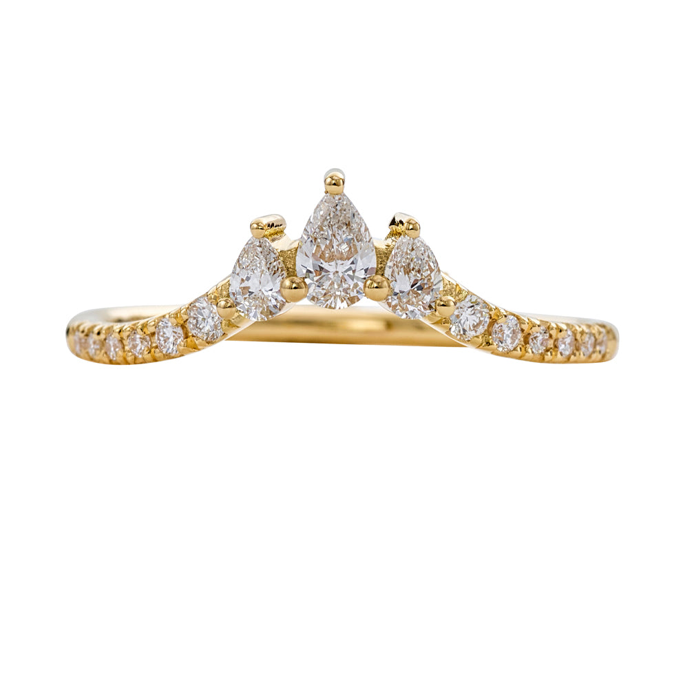 Exquisite 3 Pear Cut Diamond Nesting Ring for Women | Elegant Stackable Wedding Band | Perfect for Engagement, Anniversary & Special Occasions