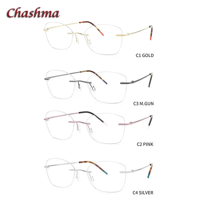 Unisex Rimless Polygon Square Titanium Eyeglasses 9017 - Lightweight & Durable Titanium Frame for Men & Women - Perfect for Reading, Work & Fashion Accessories
