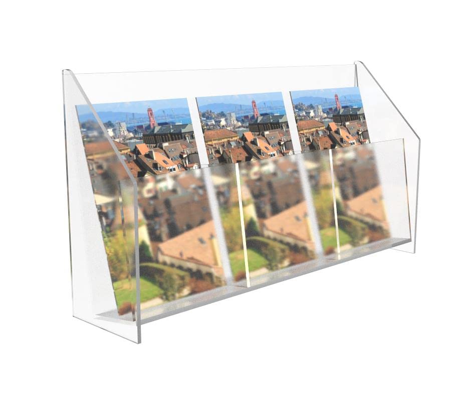 FixtureDisplays® 4x6 Greeting Card Display Stand - Clear Acrylic Countertop Holder for Postcards, Notecards & Invitations (2-Pack) - Perfect for Retail Stores, Gift Shops & Wedding Venues
