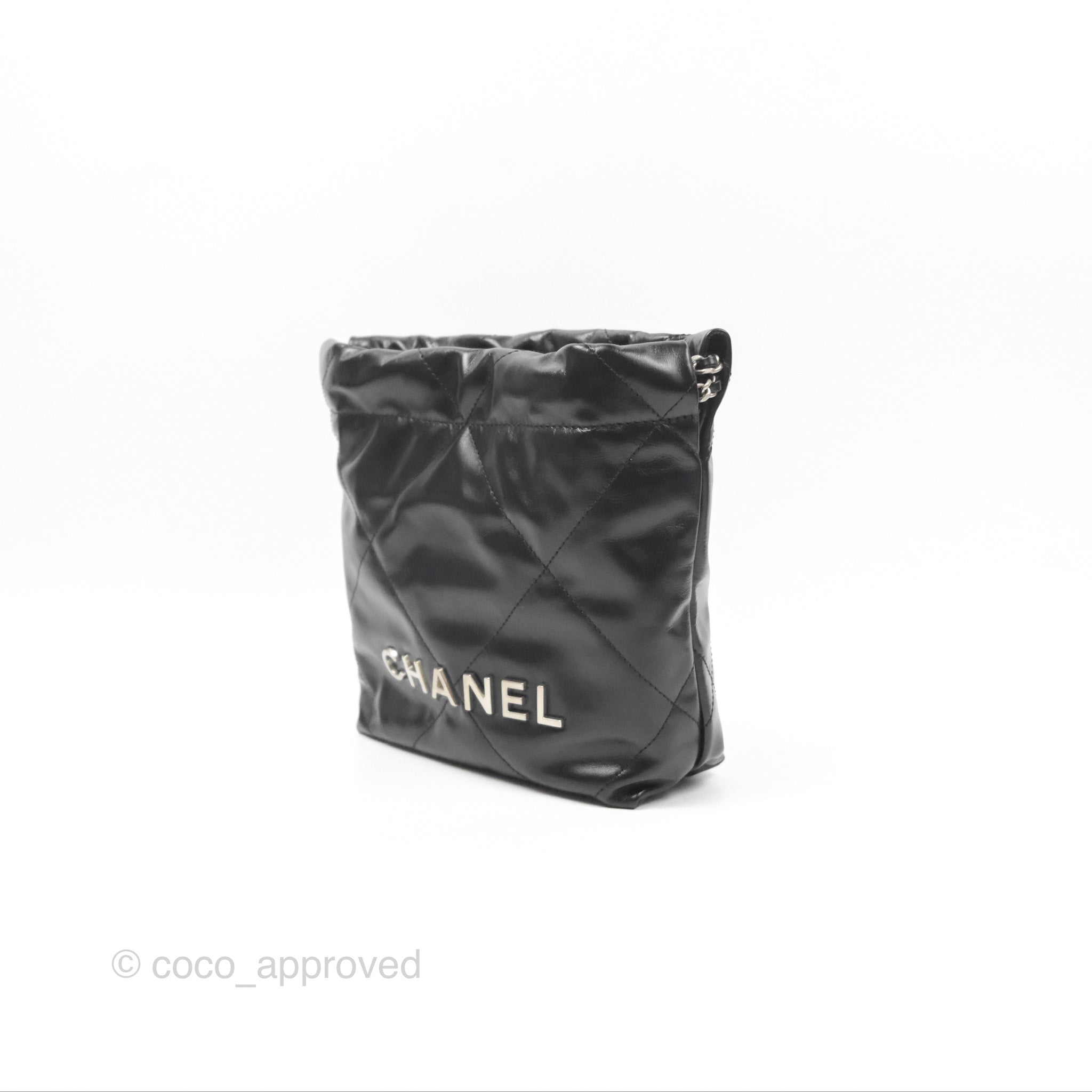 Chanel 22 Mini Bag Black Shiny Calfskin with Matte Silver Hardware - Luxury Crossbody Purse for Women, Perfect for Date Night & Evening Events