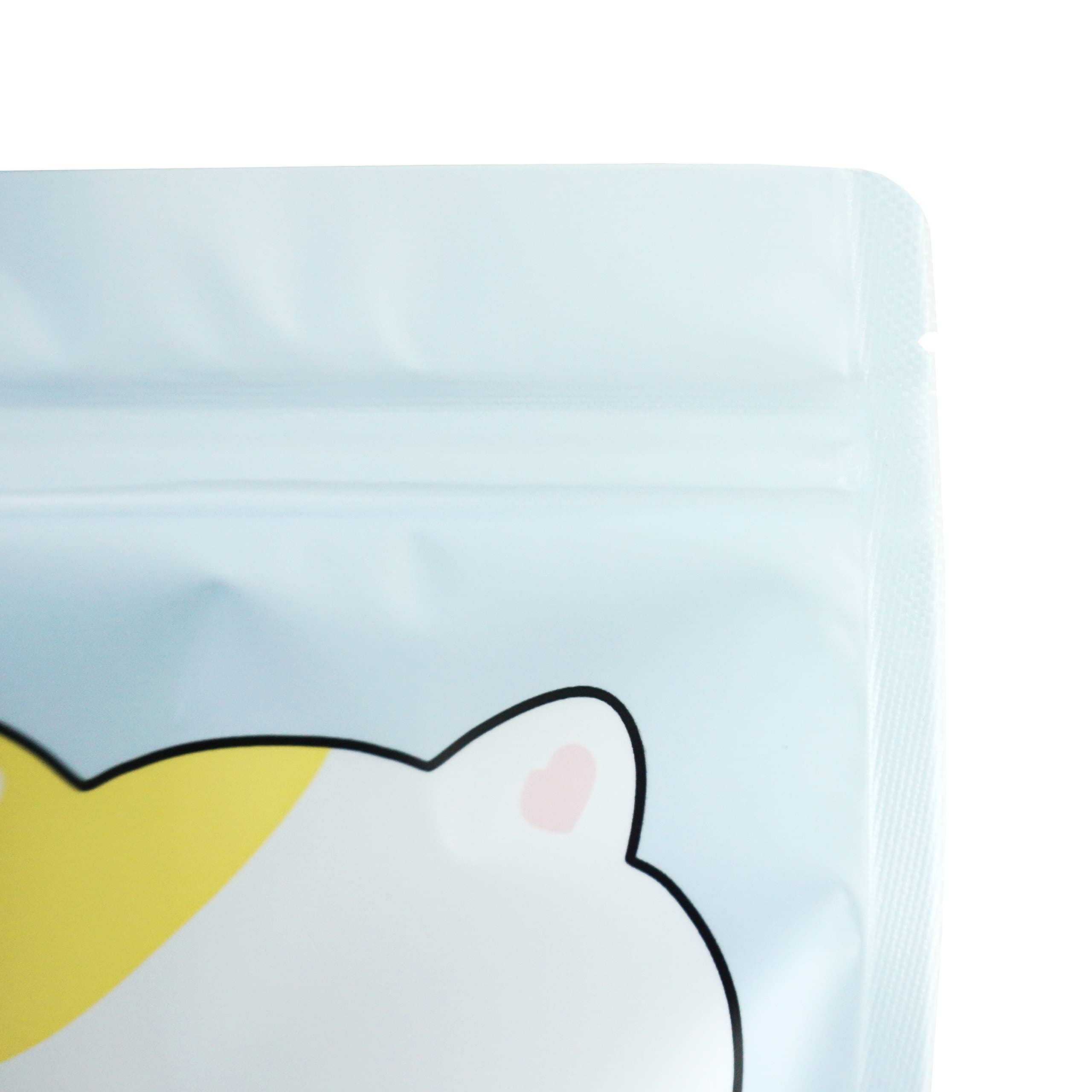 QQ Studio 100-Pack Animal Print Snack Bags with Zipper Seal - 5x7 Inch Pastel Blue Kitty Design Bakery Bags, Cookie Treat Storage Bags with Window - Perfect for Birthday Parties, Baby Showers & School Snacks