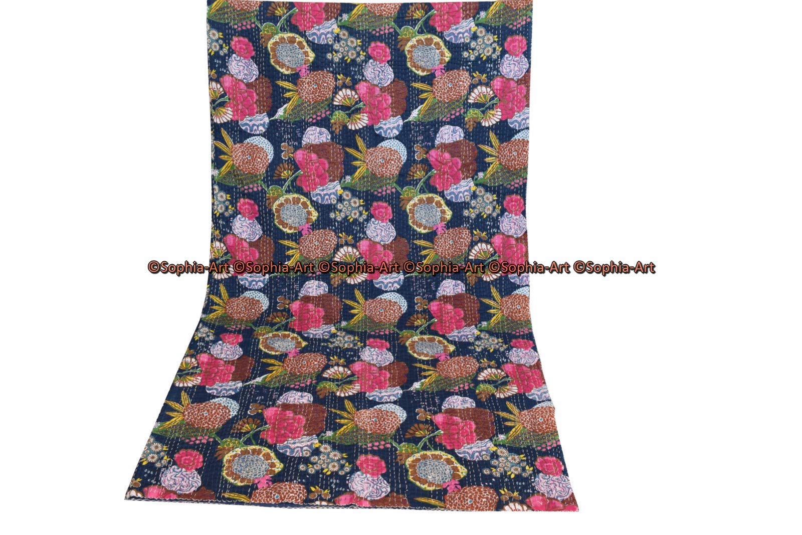 Sophia-Art Reversible Indian Kantha Quilt - Twin/King Size 108