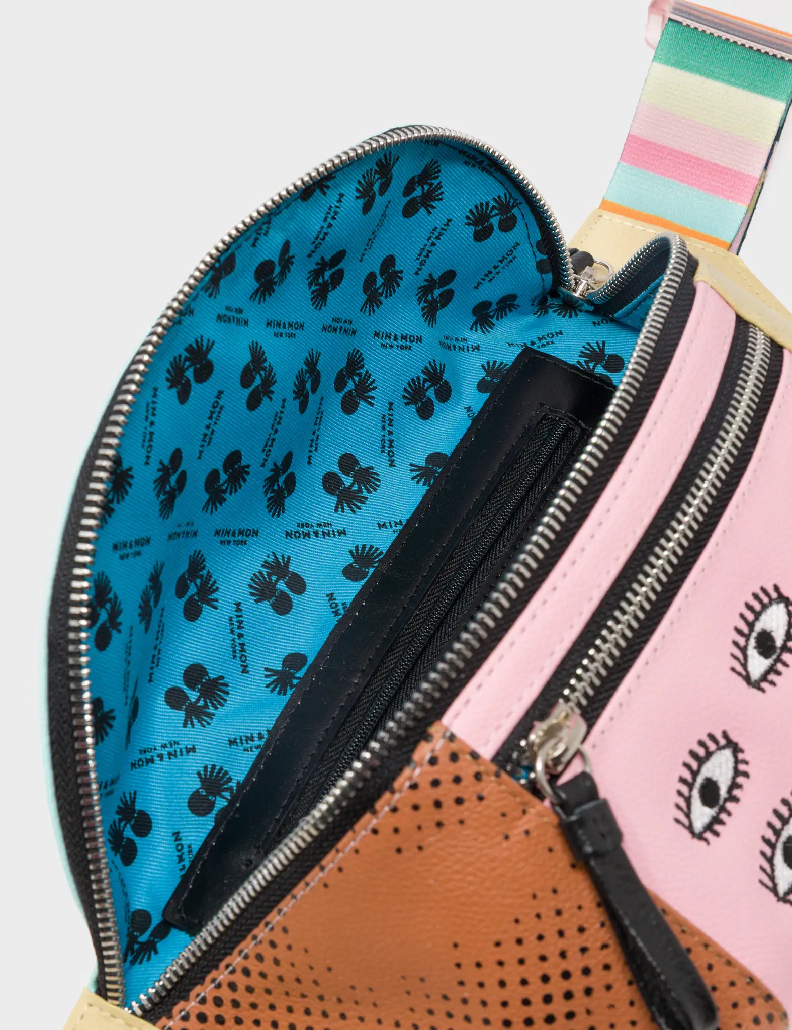 Harold Fanny Pack Cocoon Leather Bag with Happy Clouds Embroidery - Stylish Waist Pack for Travel, Hiking & Everyday Use