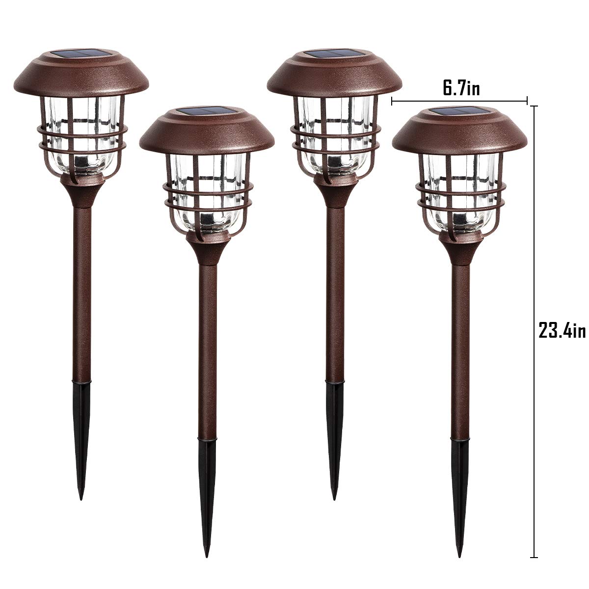 SOLPEX 4 Pack Solar Outdoor Lights - Waterproof Glass & Metal Pathway Lights with High Lumen LED for Garden, Lawn, Patio, Yard, Landscape Lighting | Perfect for Walkways, Driveways, Flower Beds & Backyard Decor