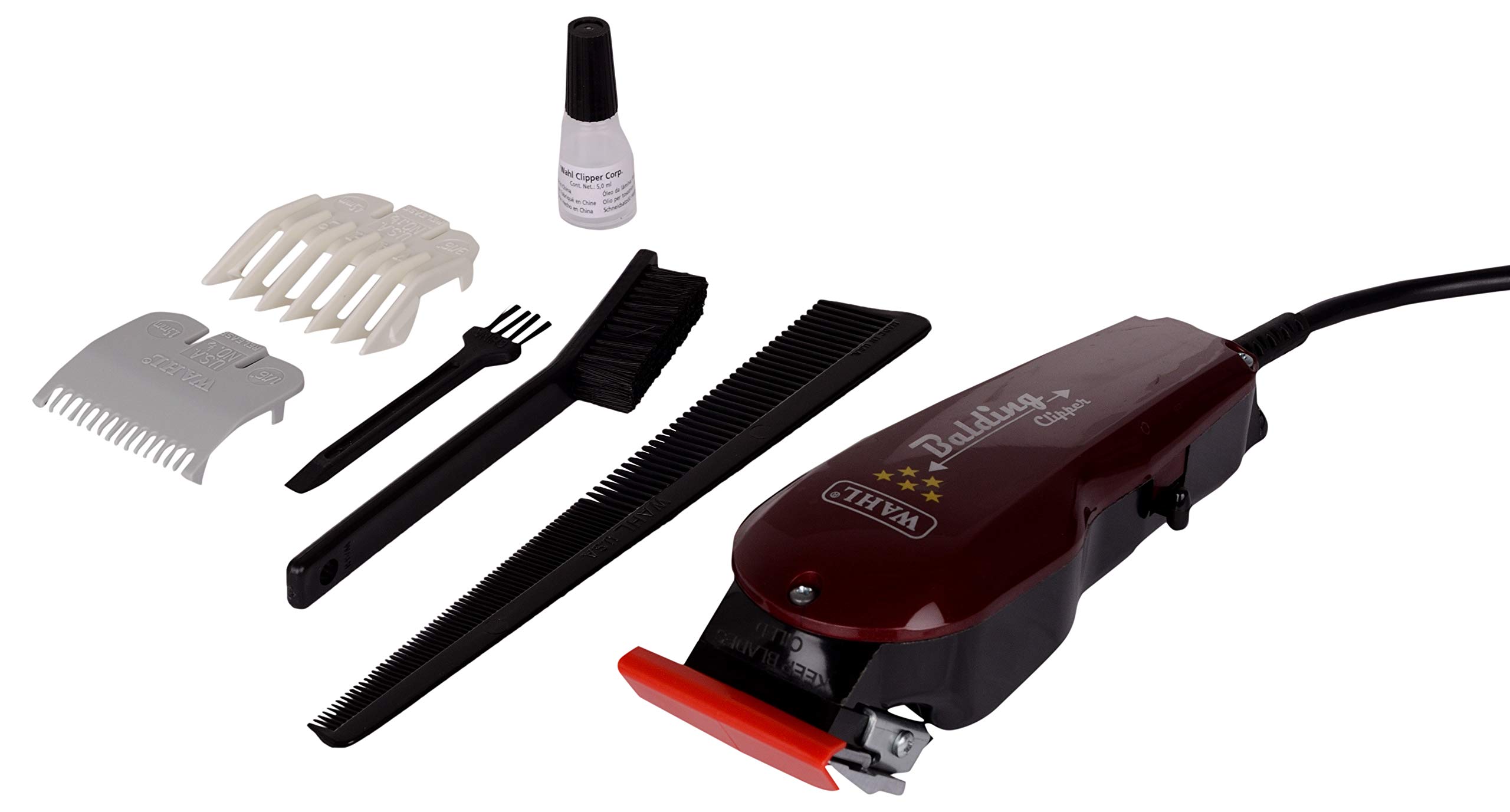 5 Star Balding Clipper 8110 - Professional Hair Clippers for Men - Red - Perfect for Barbershops, Home Haircuts & Grooming