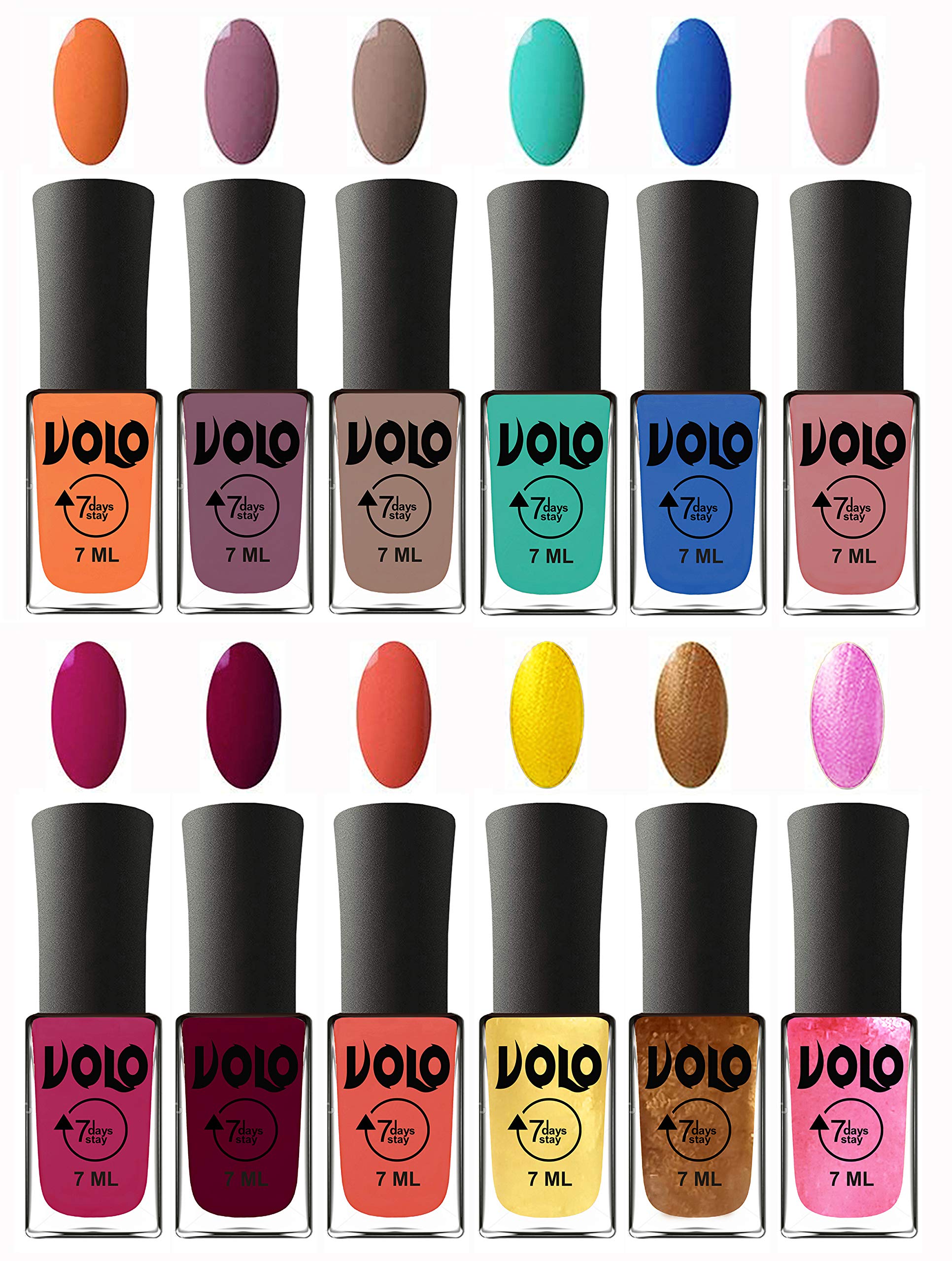 Volo Nail Polish Set for Girls - 12 Unique Long Lasting Colors, Non-Toxic & Quick Dry Nail Paints Combo - Perfect for Parties, School, and Everyday Wear