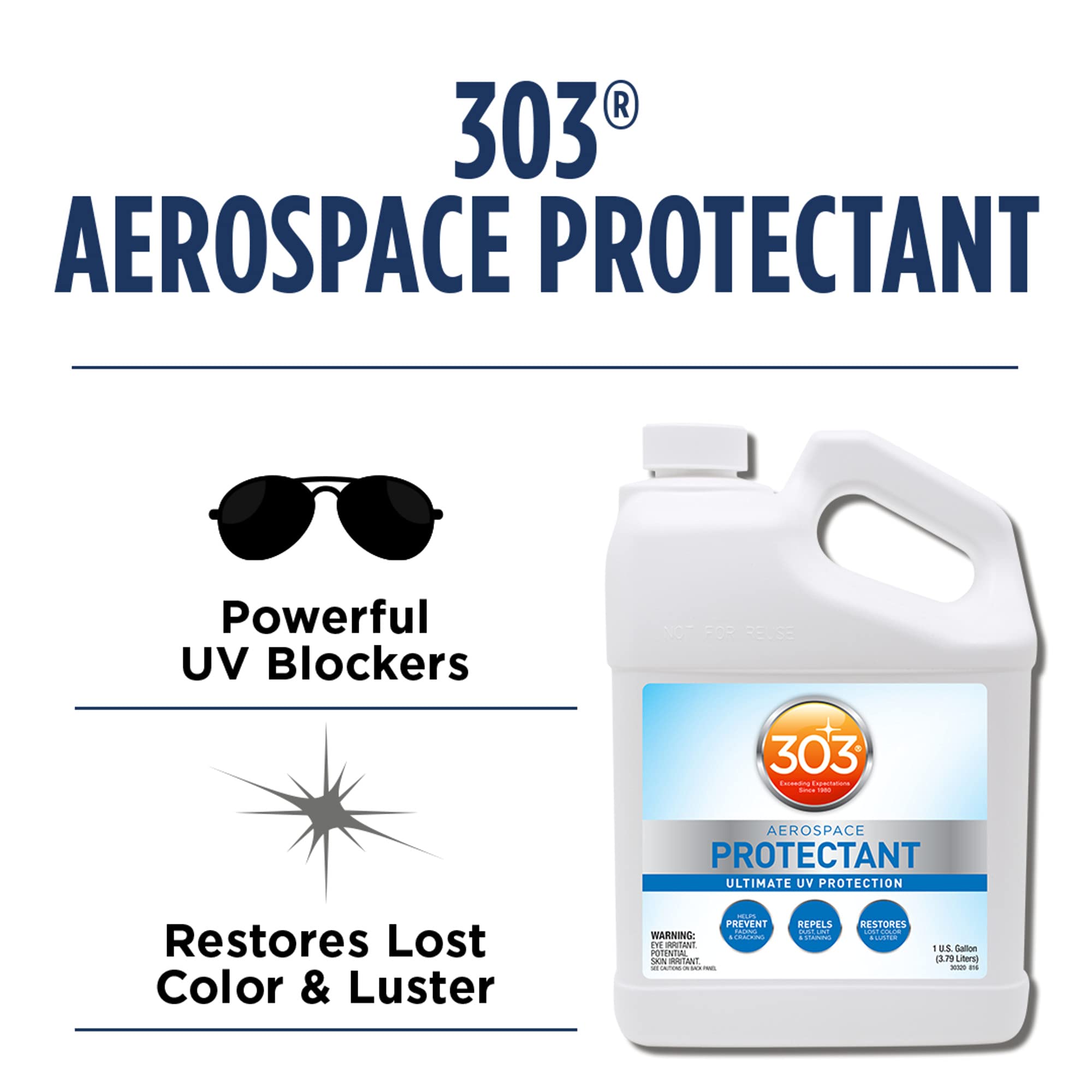 303 Aerospace Protectant Spray - UV Protection, Dust & Dirt Repellent, Matte Finish Restorer (1 Gallon) | Car, Boat, RV & Outdoor Surface Care Solution