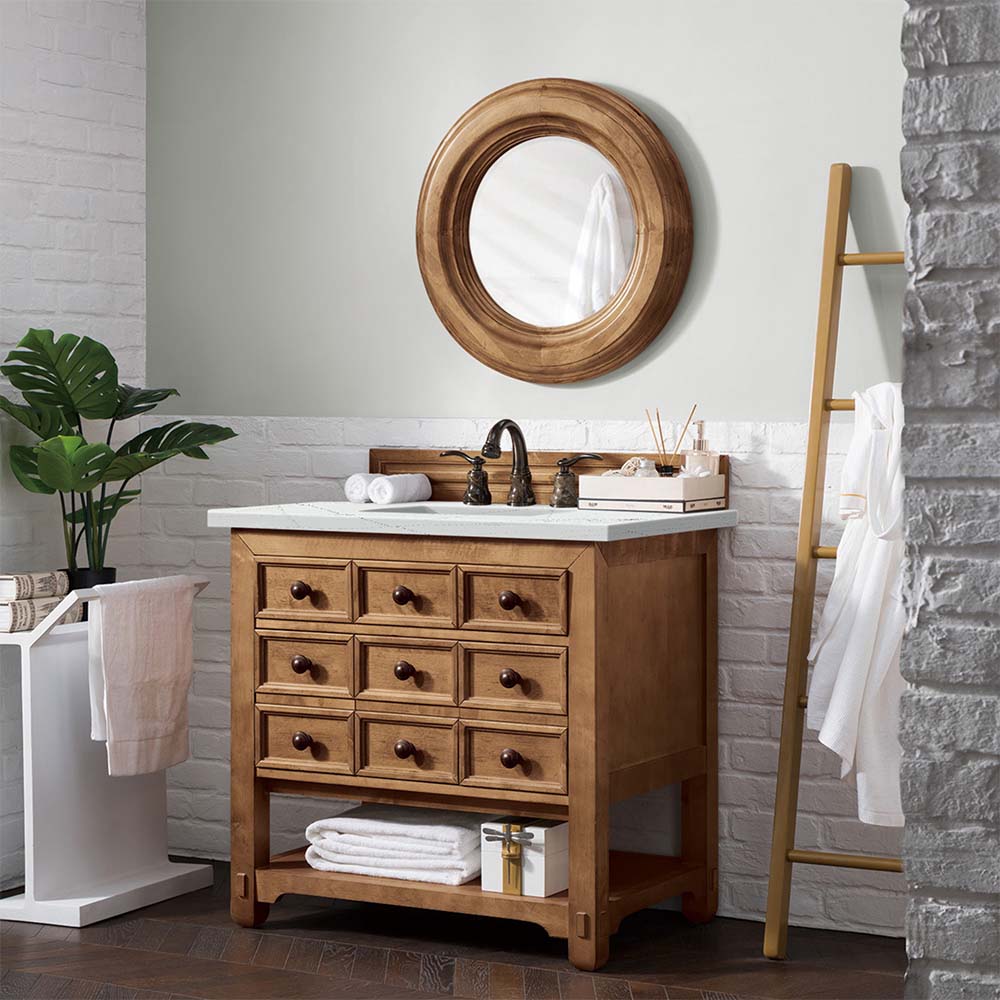 James Martin Vanities Malibu Collection 36-Inch Single Bathroom Vanity in Honey Alder with Countertop Options - Perfect for Modern Bathroom Remodeling and Home Renovation Projects