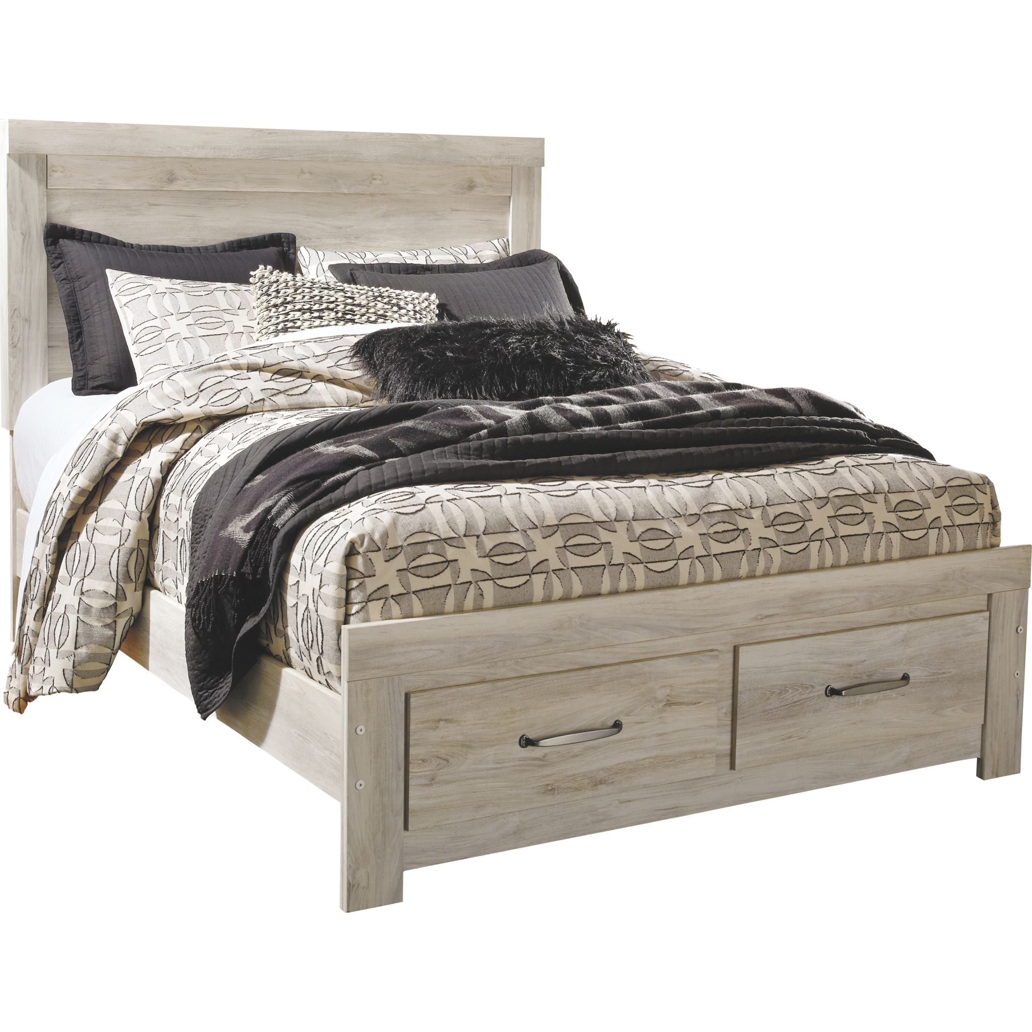 Bellaby 5-Piece Queen Size Bedroom Set with Storage - Whitewash Finish | Modern Bedroom Furniture for Small Spaces & Guest Rooms