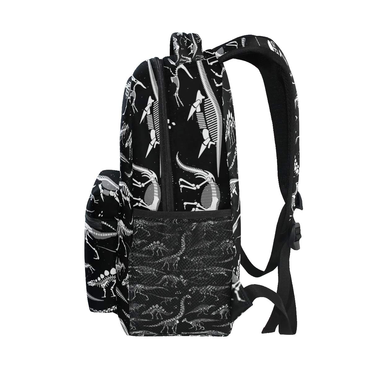 Dinosaur Skeleton School Backpack - Lightweight Travel Bookbag for Kids & Teens, Water-Resistant Black & White Rucksack - Perfect for School, Hiking, Camping & Daily Use