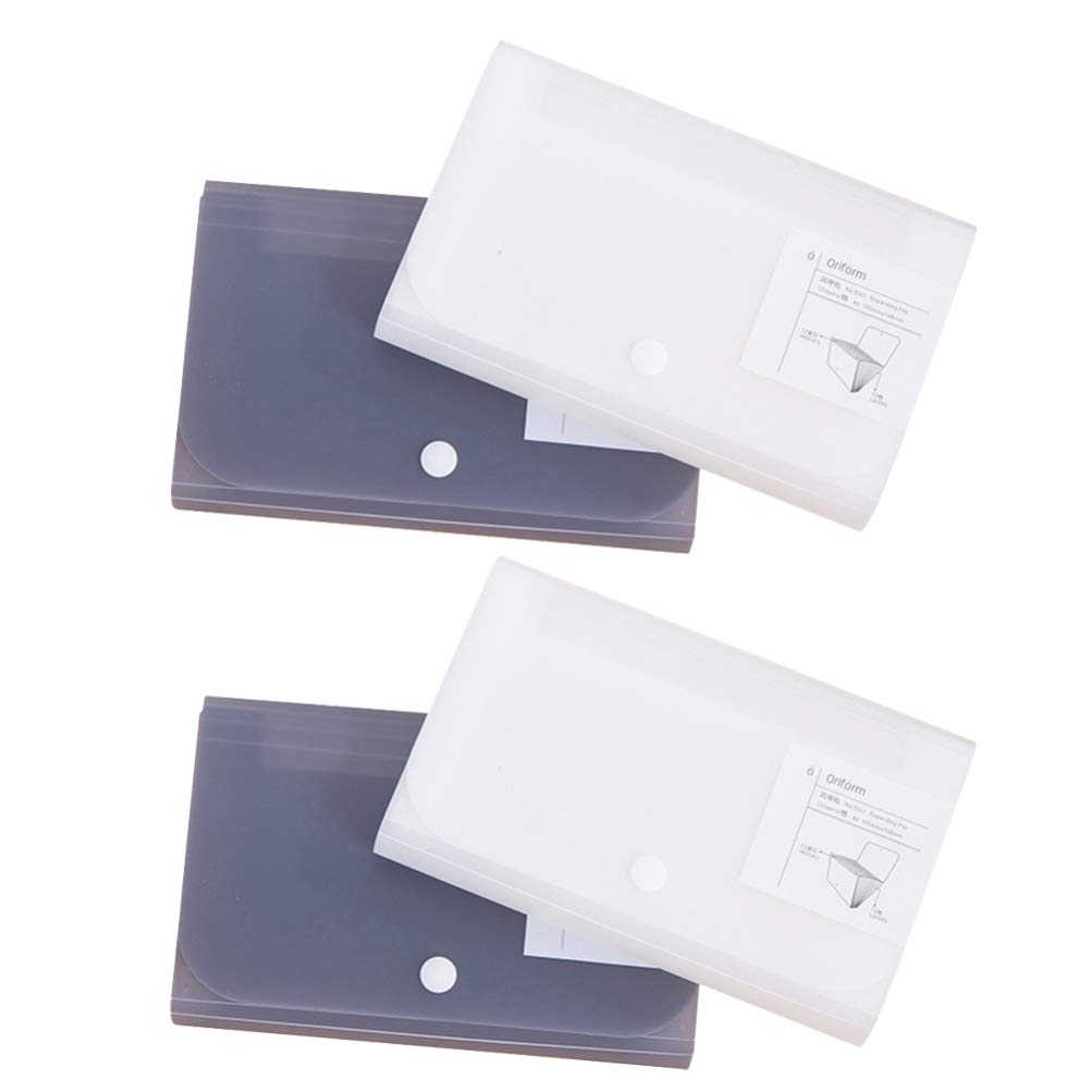 NUOBESTY 4-Piece Expanding File Organizer Set - Portable A4 Letter Size Accordion File Box, High Capacity Plastic Document Organizer for Office, School & Home (Grey & White) - Perfect for Bills, Receipts & Important Paperwork