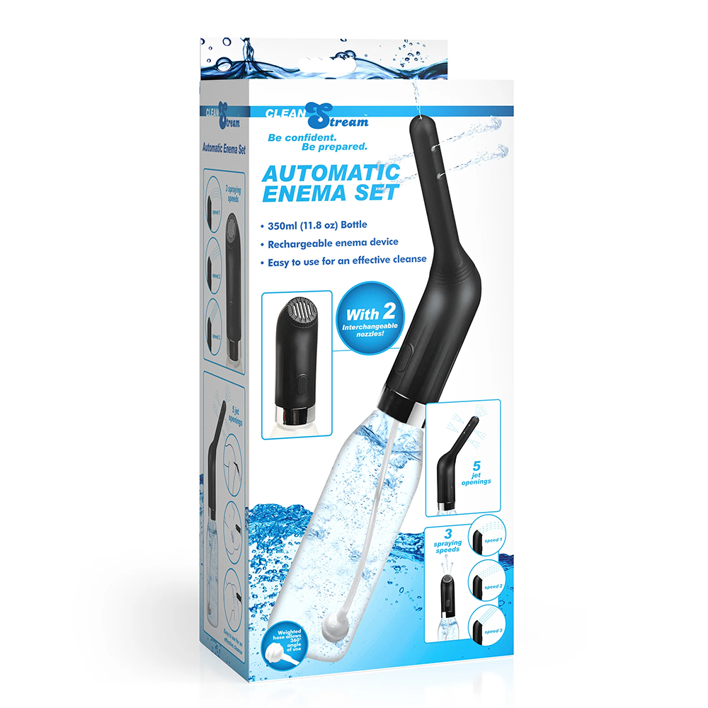 CleanStream Automatic Anal Enema Kit with 3 Interchangeable Nozzles - Colon Cleansing System for Home Use, Enema Therapy & Detox