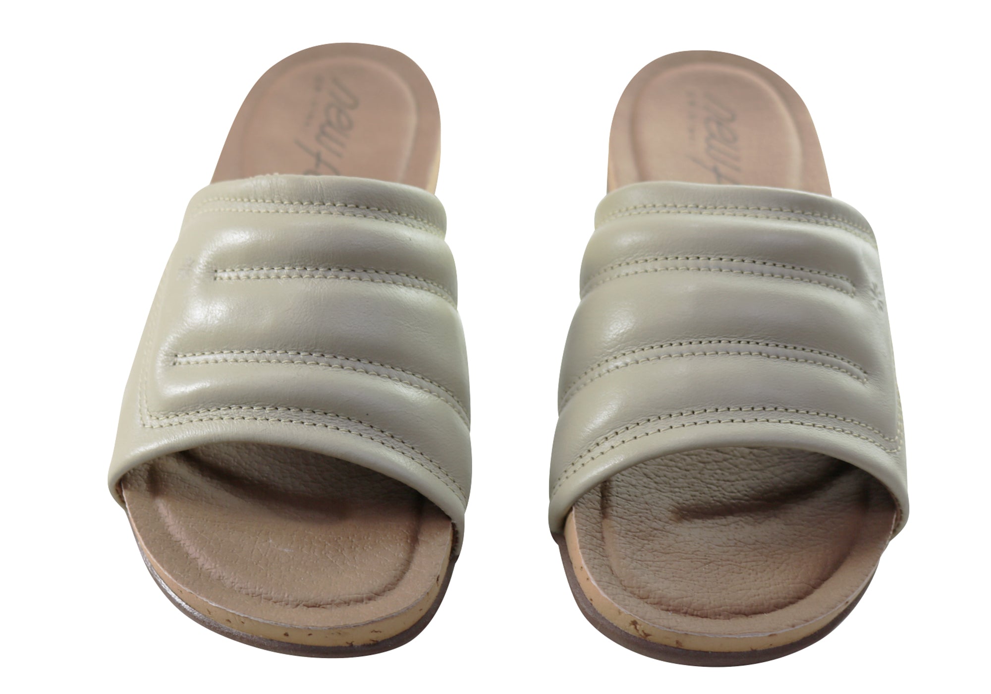 Women's Comfort Leather Slides Sandals - Soft & Breathable Face Fresco Design - Made in Brazil - Perfect for Beach, Pool & Summer Casual Wear