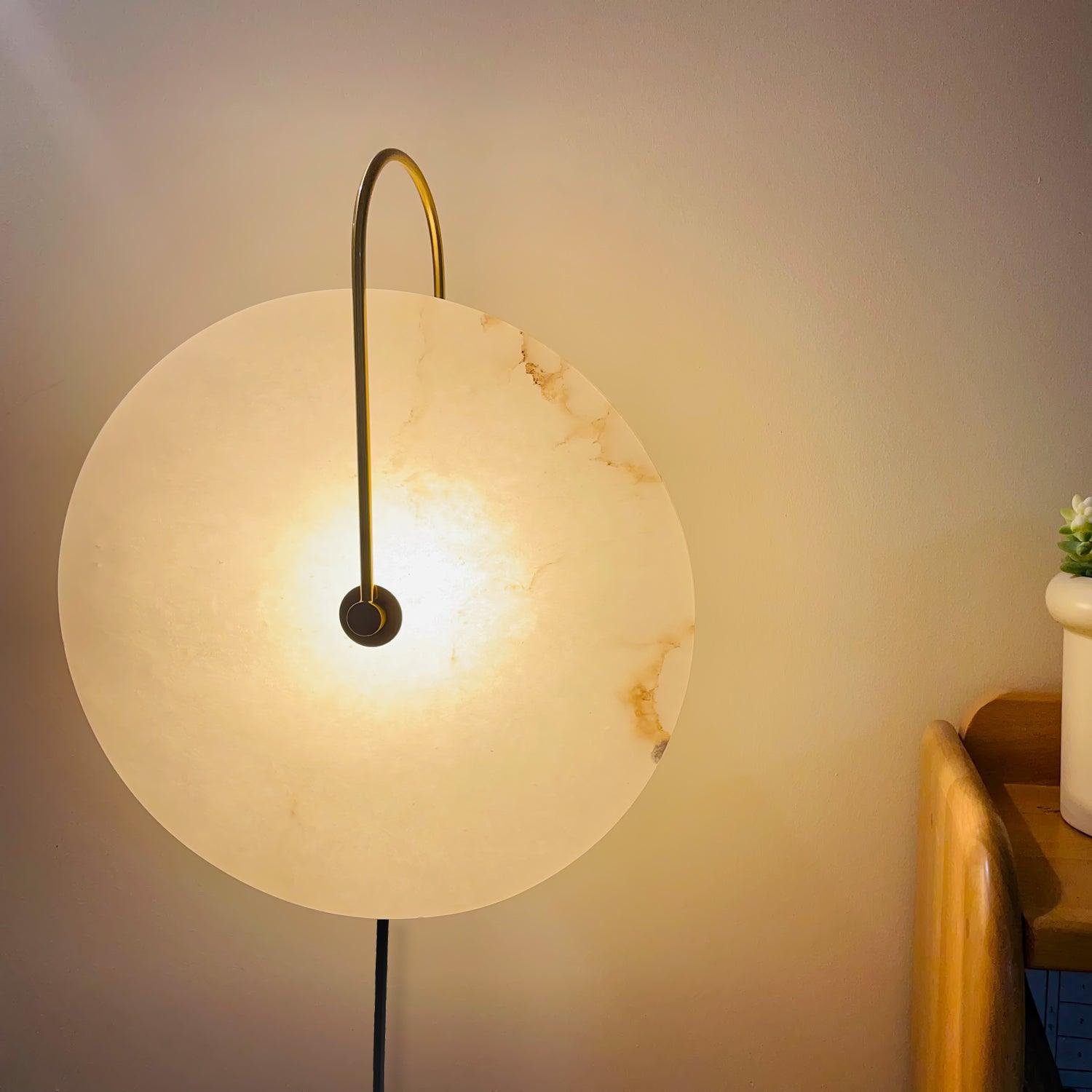 Alabaster LED Plug-In Wall Sconce Light - Modern Plug In Wall Lamp for Bedroom, Living Room, Hallway & Office Decor