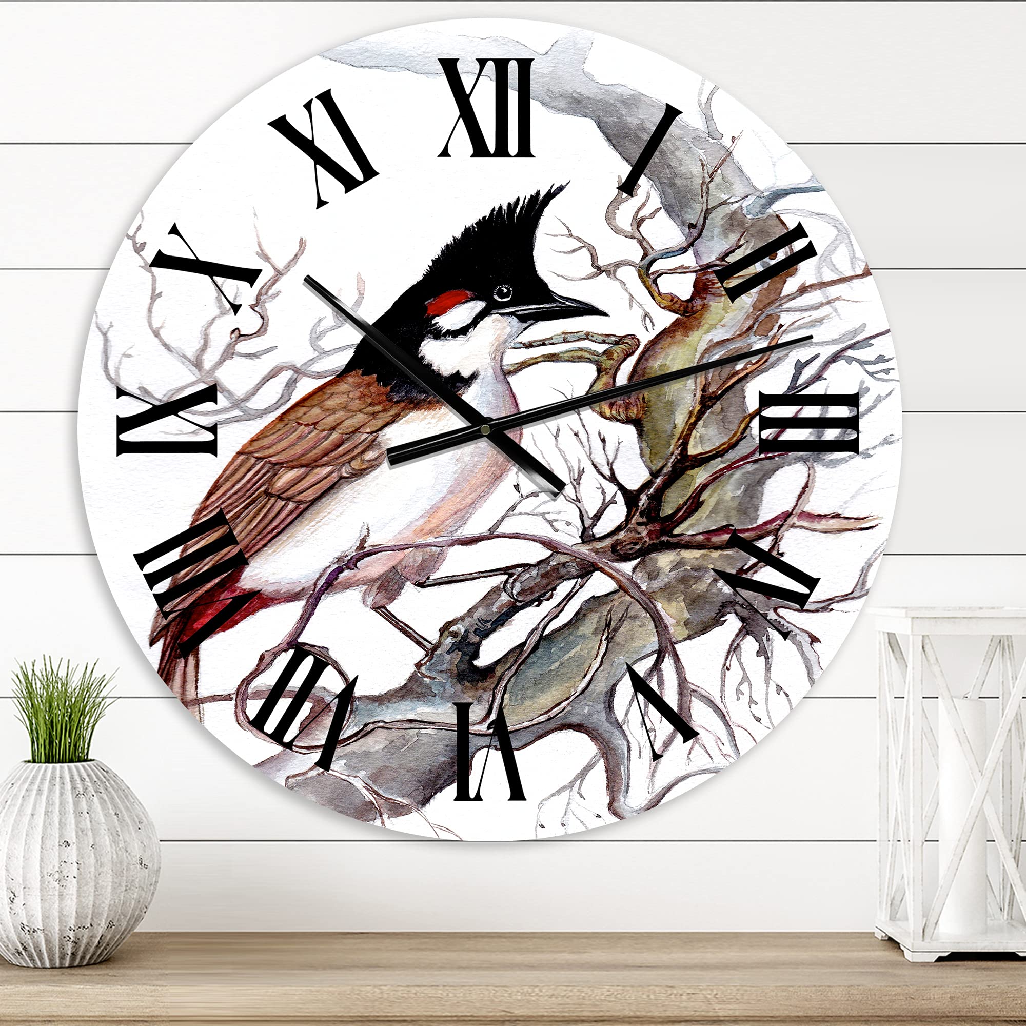Vintage Beautiful Bird on Branch Wall Clock - Large Traditional Decorative Clock for Home, Office, Living Room Decor | Perfect for Farmhouse, Bedroom & Kitchen Wall Décor