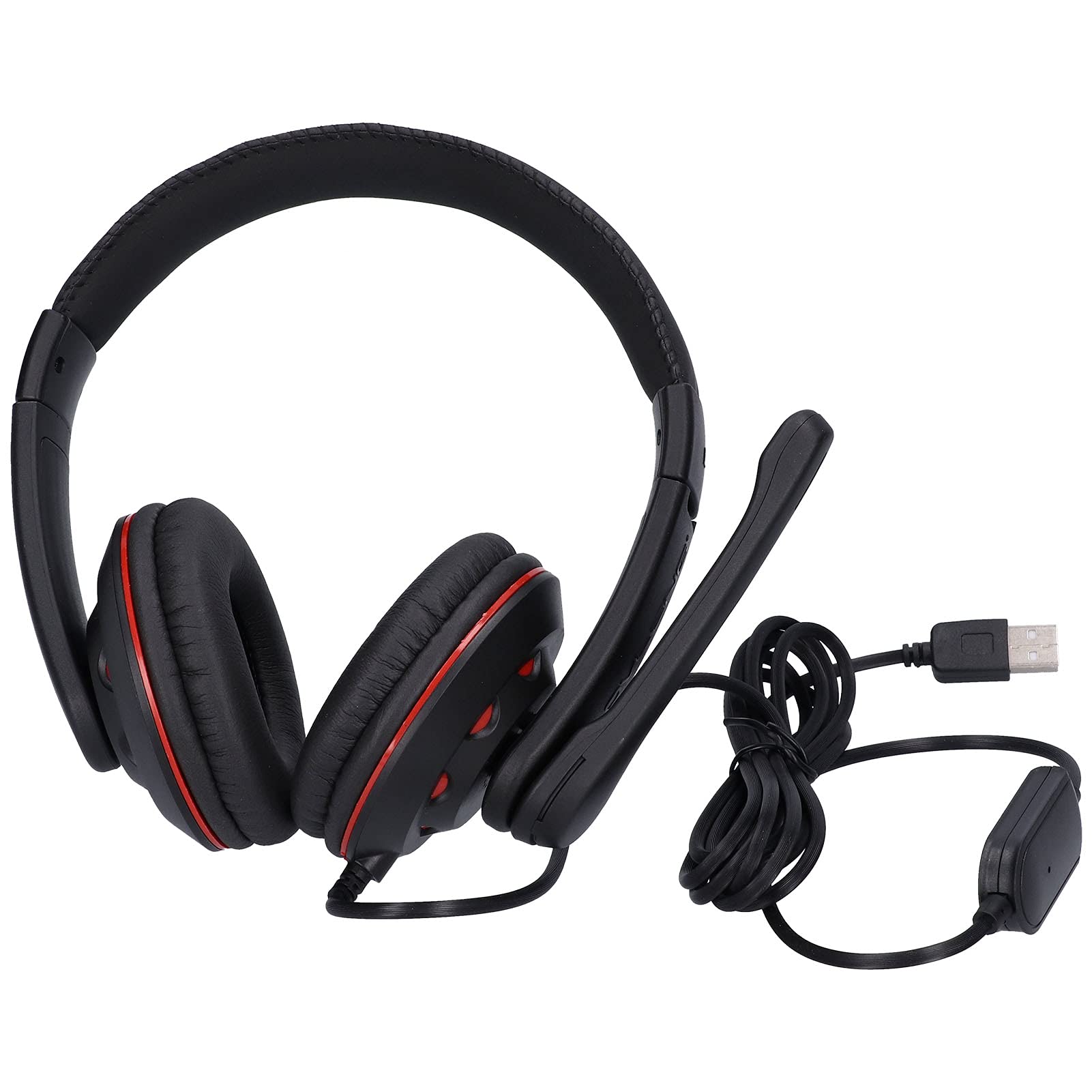 USB Wired Gaming Headset with Microphone for PC, Computer & Laptop - Adjustable Soft Earmuff, Noise Cancelling & Soundproof - Perfect for Online Gaming, Video Calls & Remote Work