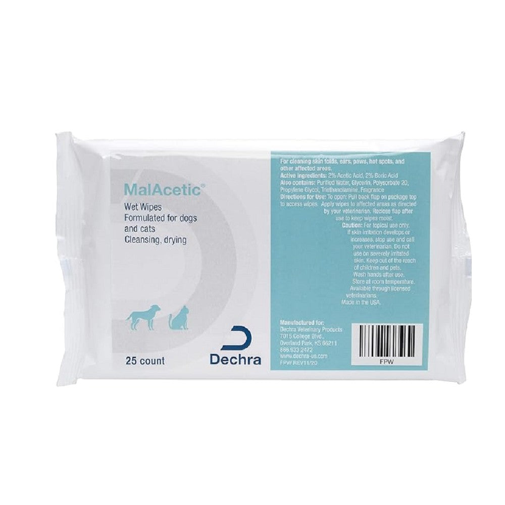MalAcetic Medicated Wet Wipes for Dogs & Cats - Antibacterial & Antifungal Pet Wipes for Ear Cleaning, Skin Care & Paw Hygiene - Gentle Cleansing for Allergies, Infections & Odor Control