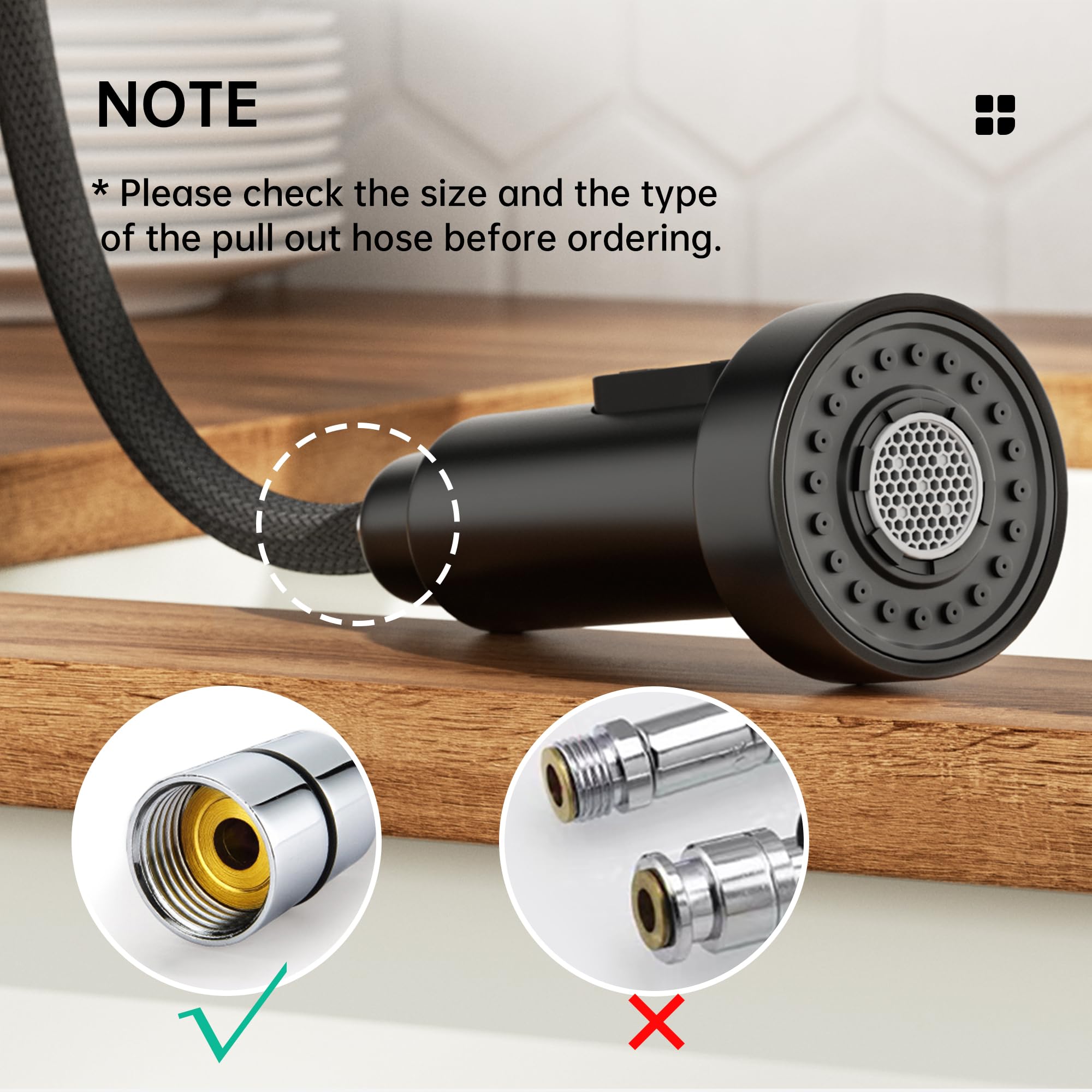 2-Function Pull Down Kitchen Faucet Sprayer - Matte Black for Easy Cleaning