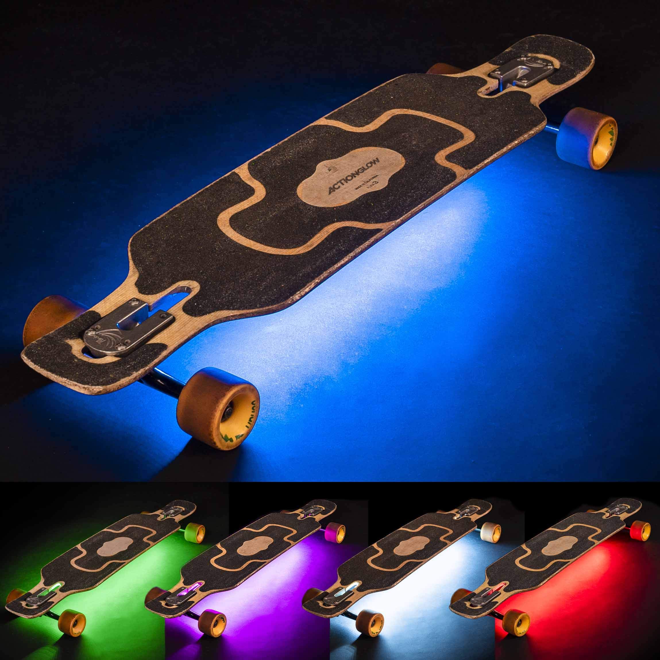 Waterproof LED Longboard & Skateboard Lights - Durable Aftermarket Lighting System for Night Riding | ActionGlow LED Sports Lights for Skateboards, Longboards & Electric Boards - Perfect for Night Cruising, Commuting & Urban Exploration