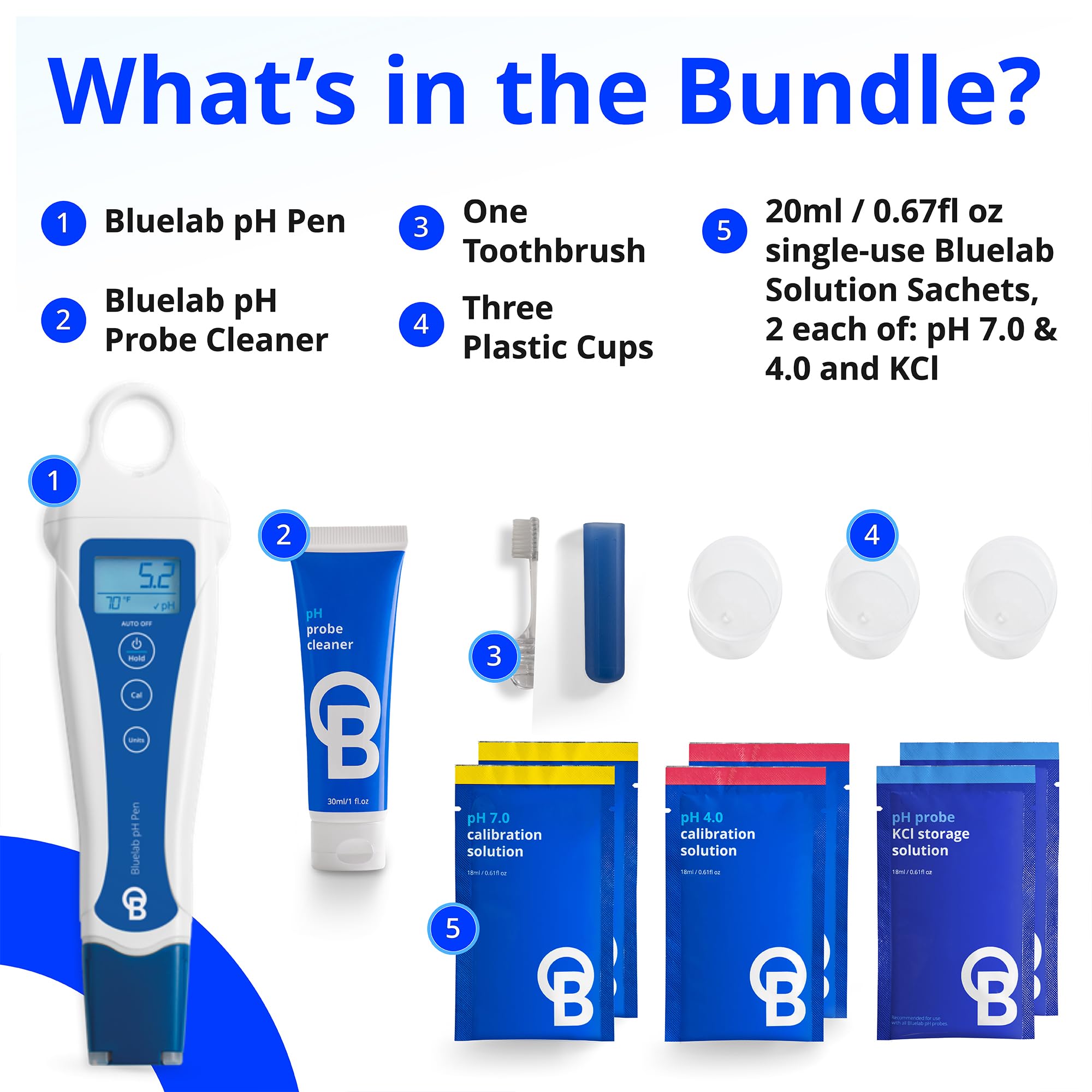 Bluelab pH Pen Meter & Probe Care Kit with Calibration Solution, Storage Liquid & Cleaning Brush - Digital pH & Temperature Tester for Hydroponics, Aquariums & Plant Growth - Ensure Optimal Plant Health & Higher Yields