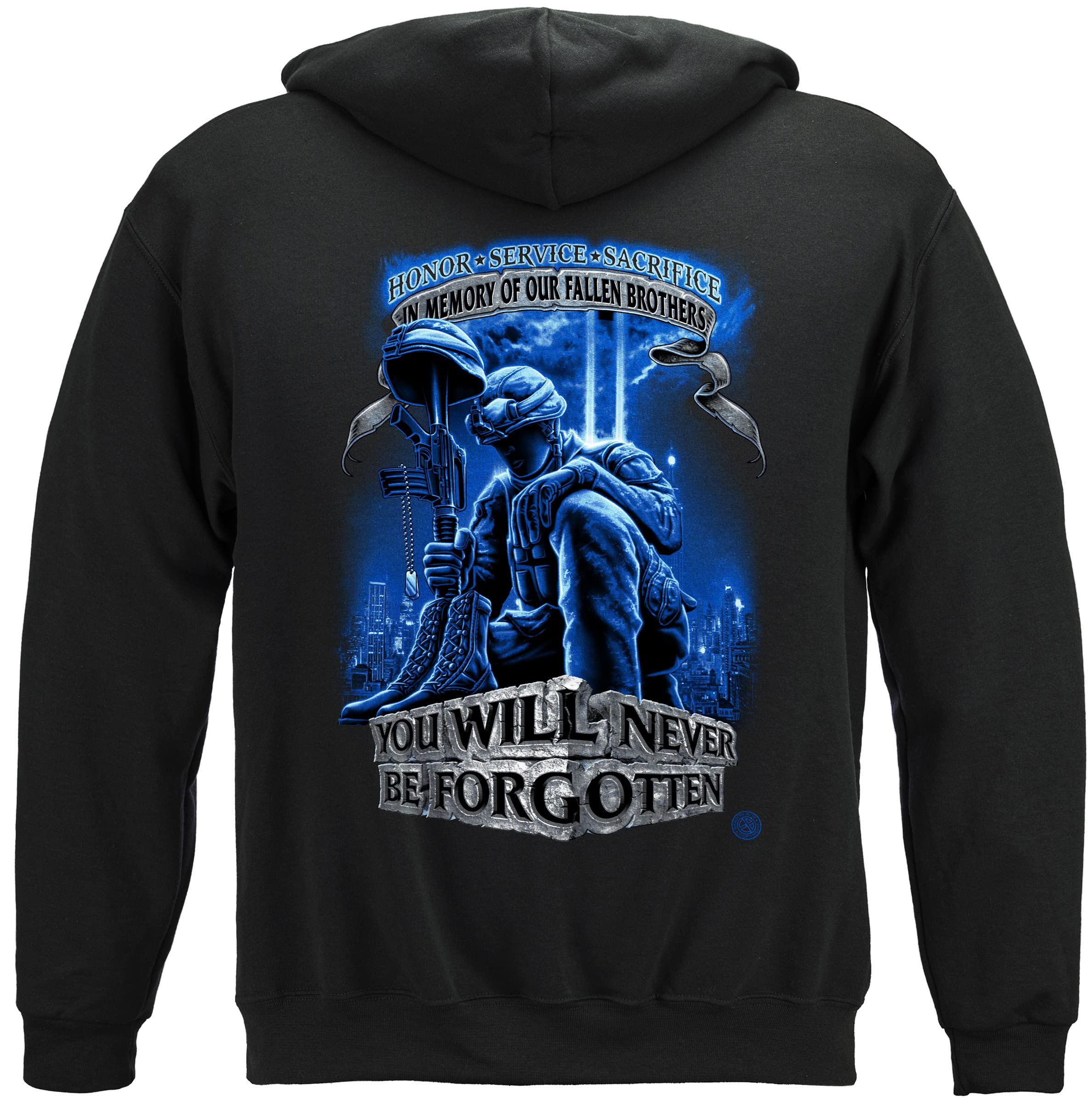 Never Forget Fallen Soldier Hooded Sweatshirt - Patriotic Military Memorial Pullover - Comfortable Casual Wear for Veterans Day, Memorial Day & Everyday Support