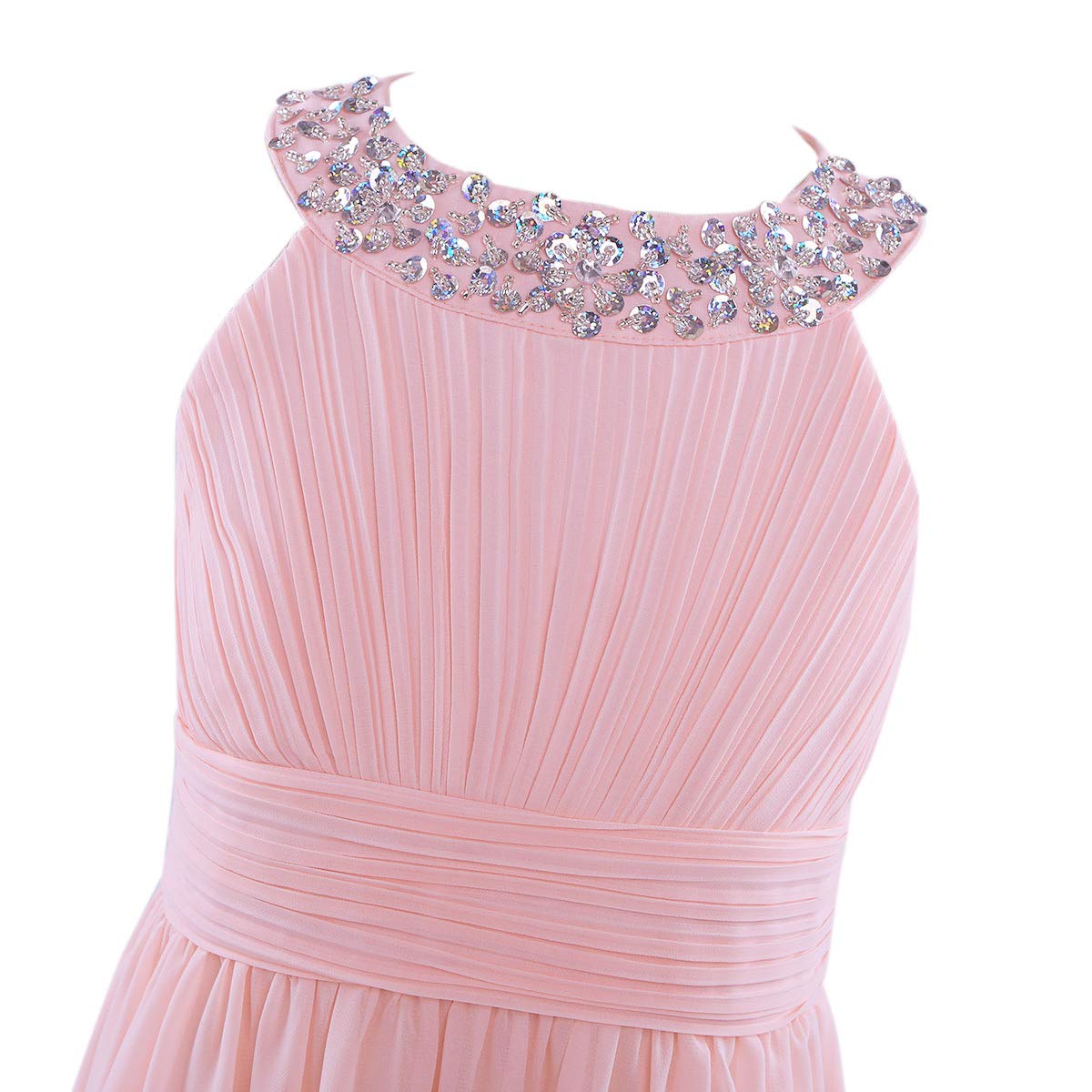 Sparkly Girls Sleeveless Sequin Chiffon Flower Dress for Birthday Party, Wedding, Bridesmaid & Special Occasions – Elegant Maxi Dress for Kids