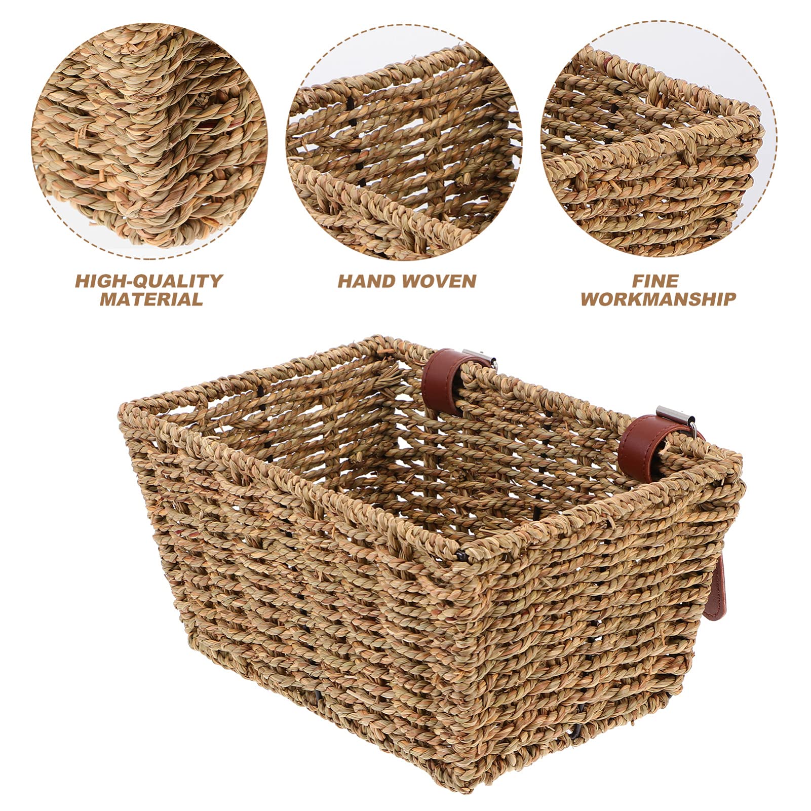 Cabilock Woven Wicker Bike Basket with Lid - Front Handlebar or Rear Cargo Basket for Bicycles - Perfect for Groceries, Picnics & Commuting (Random Color)