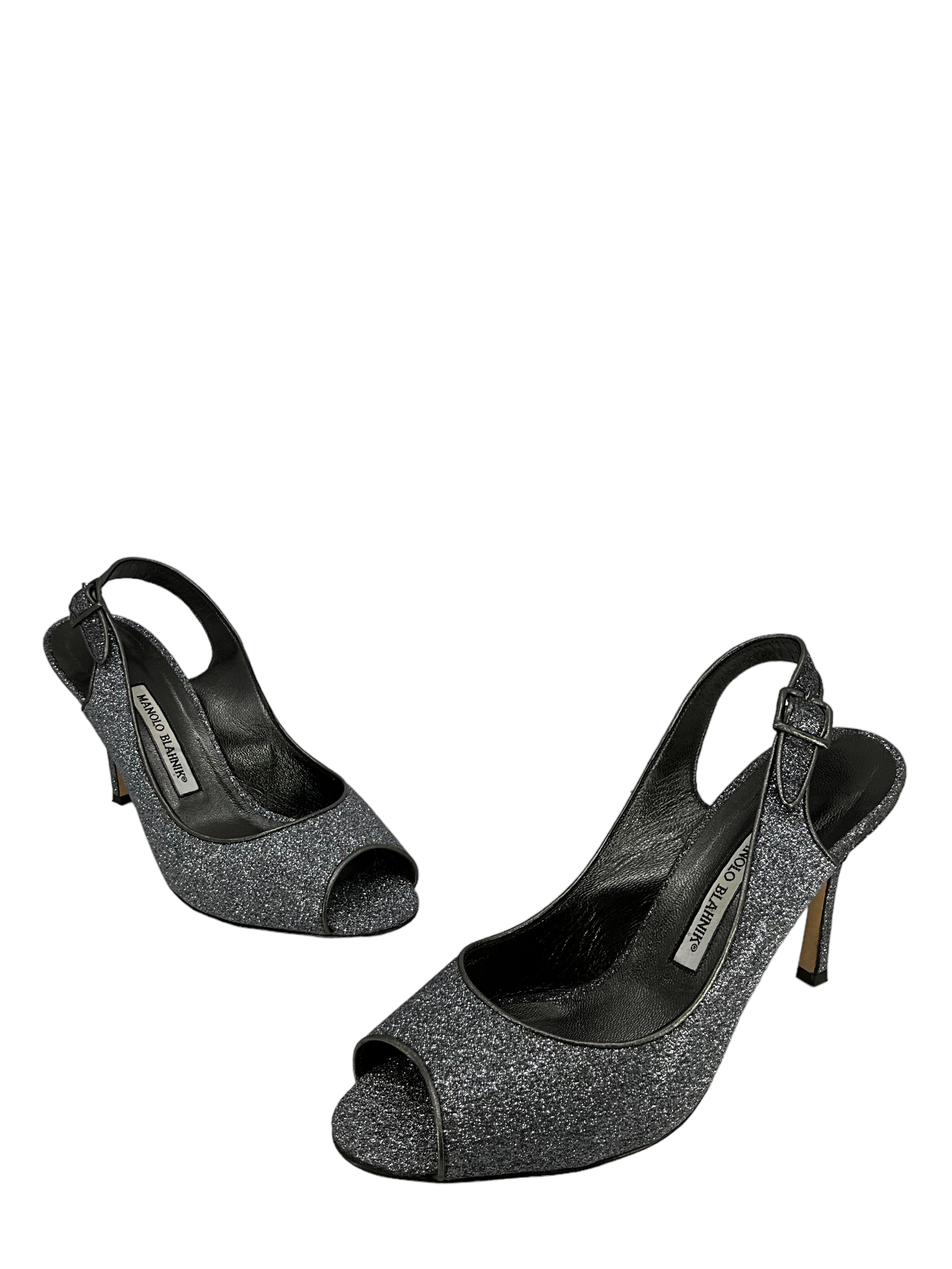 Manolo Blahnik Glitter Slingback Heels - Women's Size 11 | Elegant Evening Pumps for Parties, Weddings & Special Occasions
