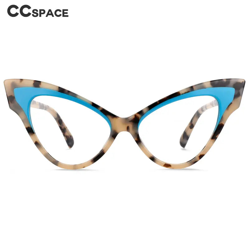 CCspace Unisex Full Rim Oversized Cat Eye Acetate Eyeglasses 55270 - Retro Fashion Glasses for Women & Men - Perfect for Office, Reading, and Stylish Everyday Wear