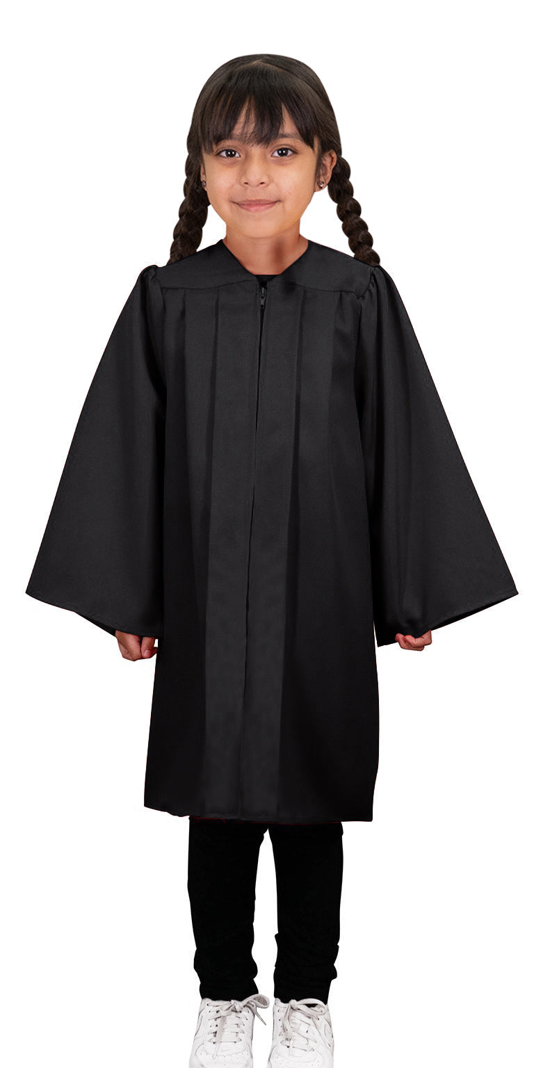 Matte Black Graduation Gown for Kids - Preschool & Kindergarten Graduation Dress - Perfect for Ceremonies, Photos & School Events