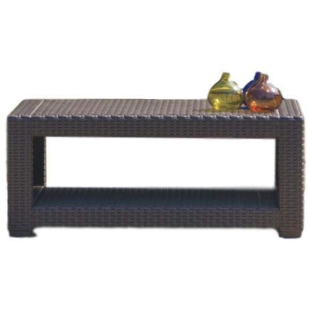 Modern Rectangular Low-Tier Plastic Patio Coffee Table - Small Contemporary Outdoor Garden Furniture for Backyard, Porch & Yard - Perfect for Relaxing, Entertaining & Outdoor Dining
