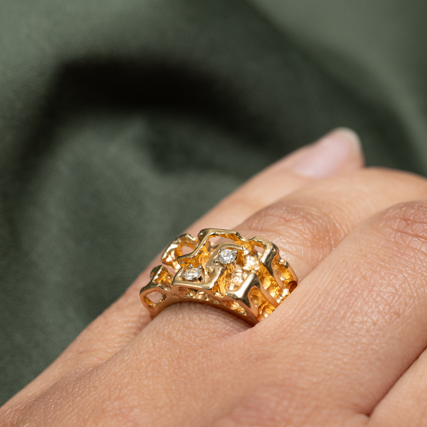 0.12ctw Diamond Abstract Ring - Size 6.5 - Elegant & Unique Handmade Jewelry for Women - Perfect for Weddings, Anniversaries & Special Occasions