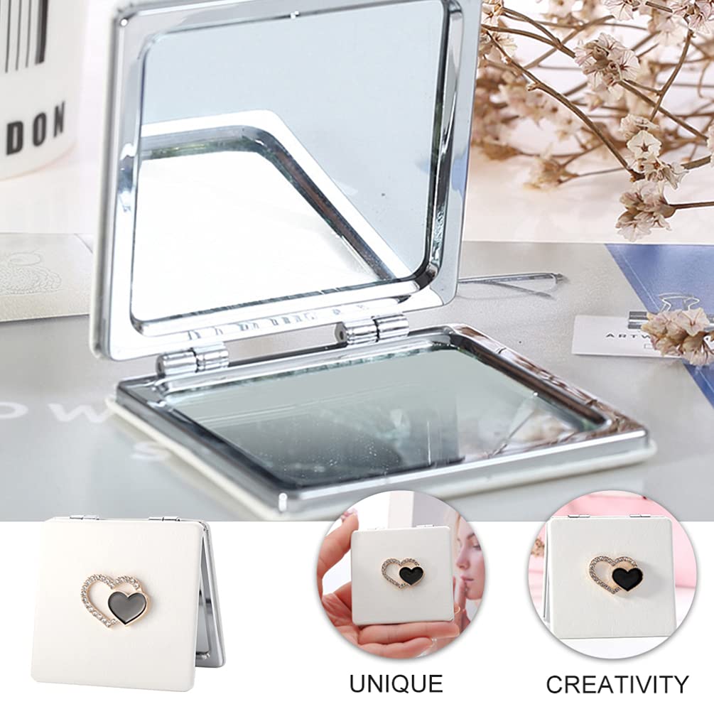 OSALADI Compact Travel Makeup Mirror - Mini Folding PU Leather Cosmetic Mirror with Double-Sided Design, Handheld Pocket Mirror for Women & Girls - Perfect for Travel, Purse & Daily Makeup Touch-Ups