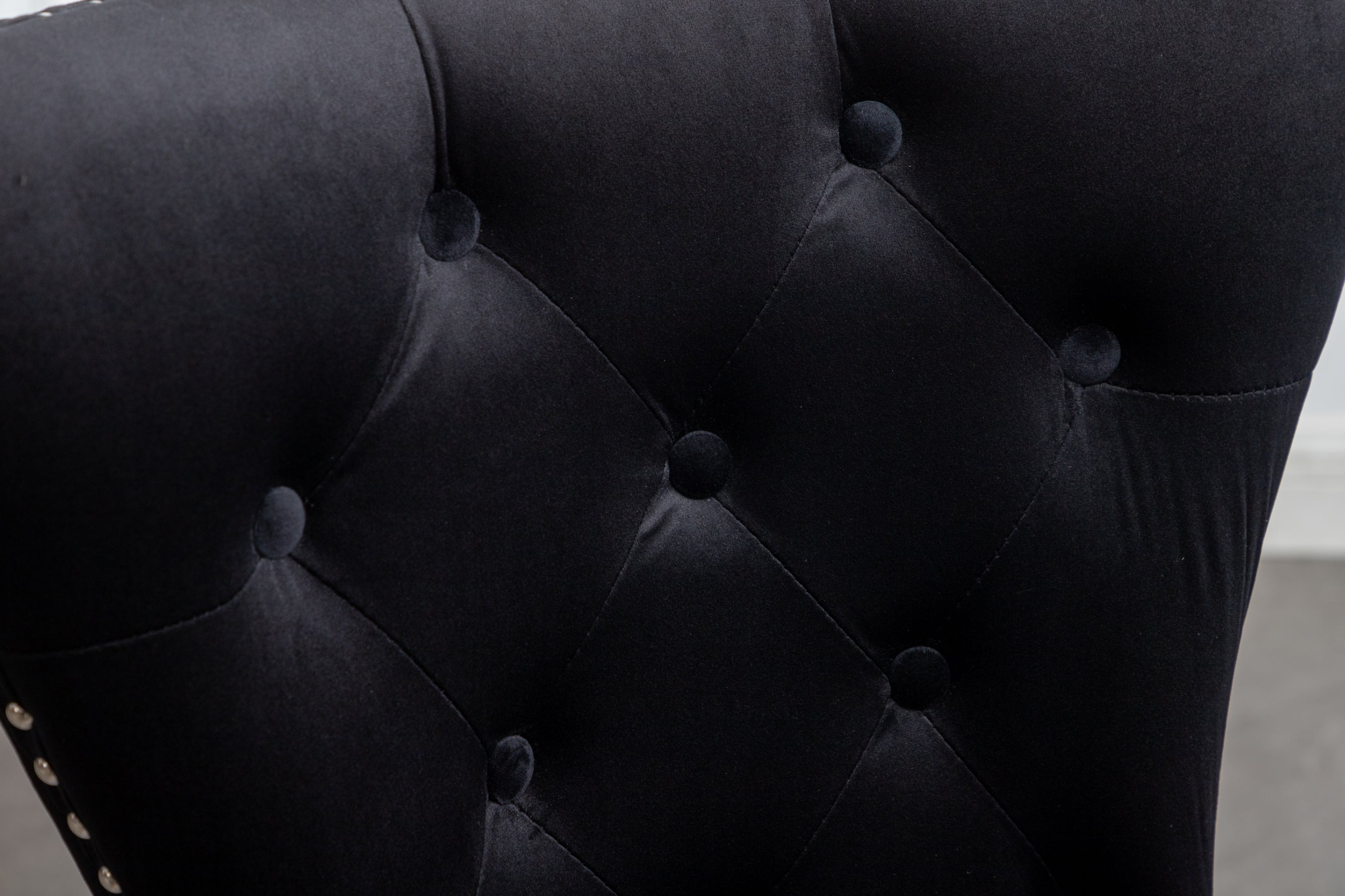 Roundhill Furniture Montura Contemporary Tufted Velvet Accent Chairs with Nailhead Trim - Set of 2, Black - Perfect for Living Room, Bedroom, or Office Decor