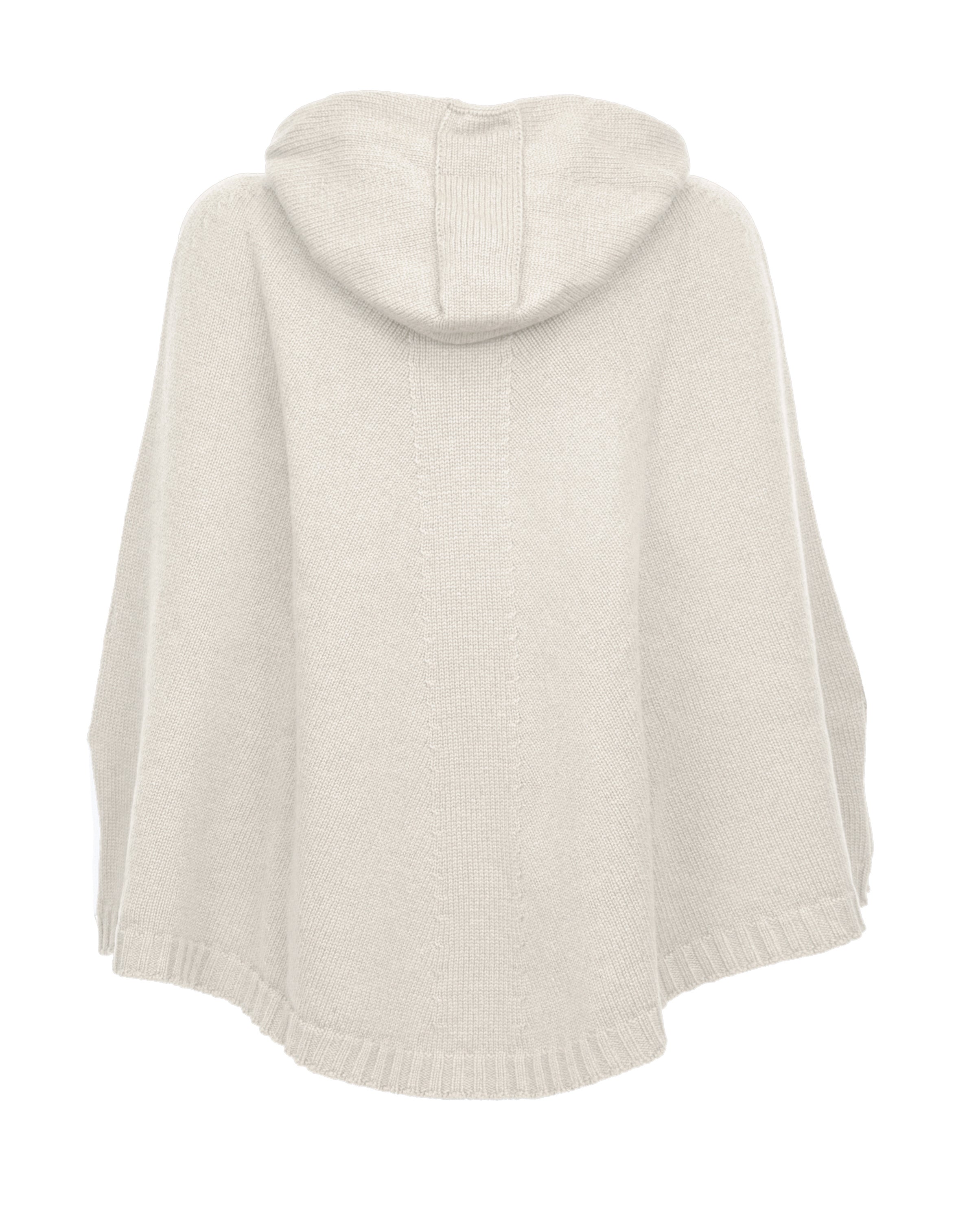 Women's Pure Cashmere Hoodie Poncho - Soft Winter Wrap Sweater in Milk White | Cozy Lounge Wear & Outdoor Fashion for Fall and Winter