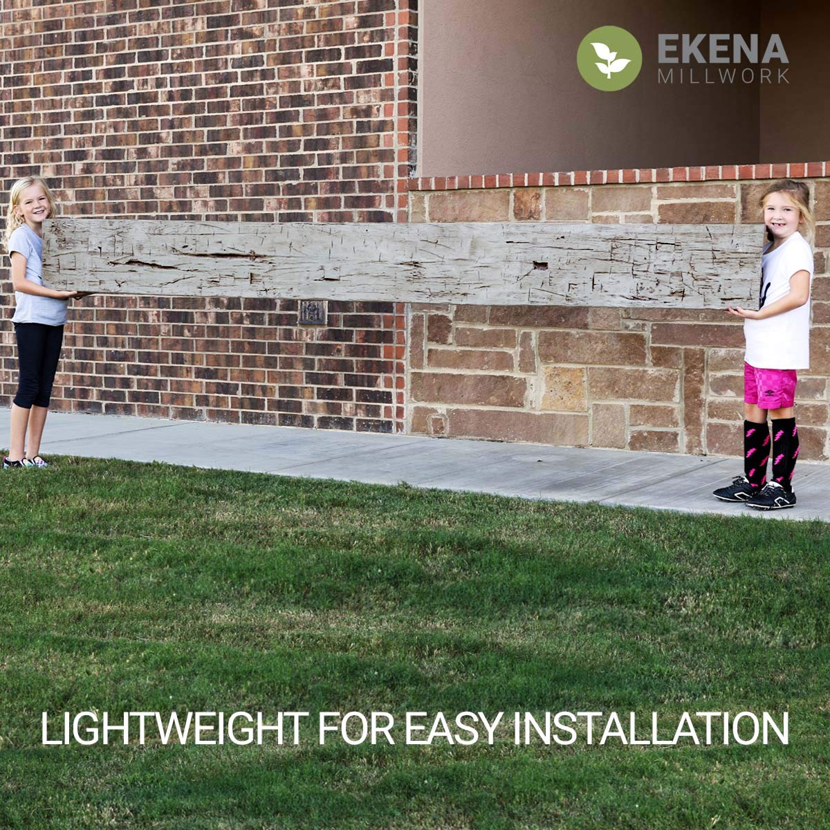 Ekena Millwork BMKP3C0040X040X096ZD 3-Sided U-Shaped Knotty Pine Endurathane Faux Wood Ceiling Beam - 4