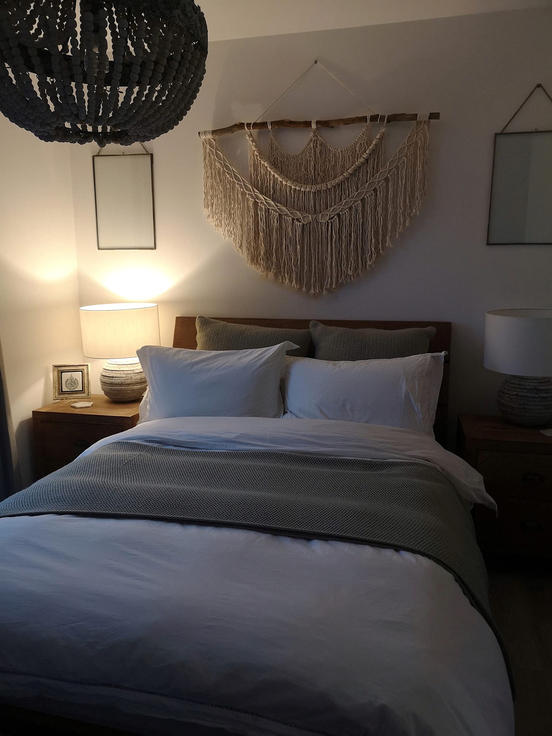 Handmade Macrame Wall Hanging - Boho Chic Tapestry for Bedroom & Dorm Decor | Natural Cotton Yarn Woven Wall Art | Aesthetic Bohemian Headboard & Room Accent | Perfect for Cozy Spaces, Meditation Rooms & Boho Home Styling