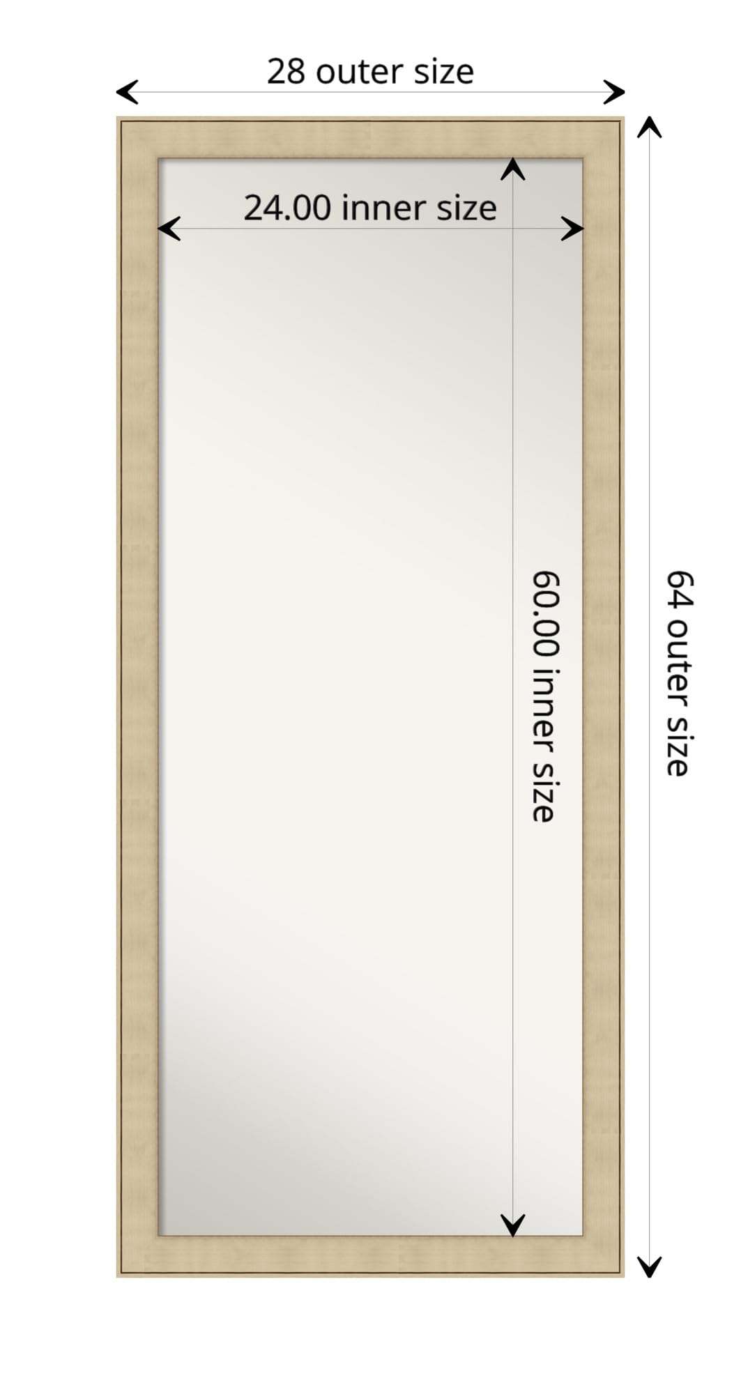 Amanti Art 64x28 Inch Silver Full Length Mirror - Classic Honey Silver Free Standing or Wall Mounted Dressing Mirror for Bedroom, Living Room, and Entryway Decor - Made in USA